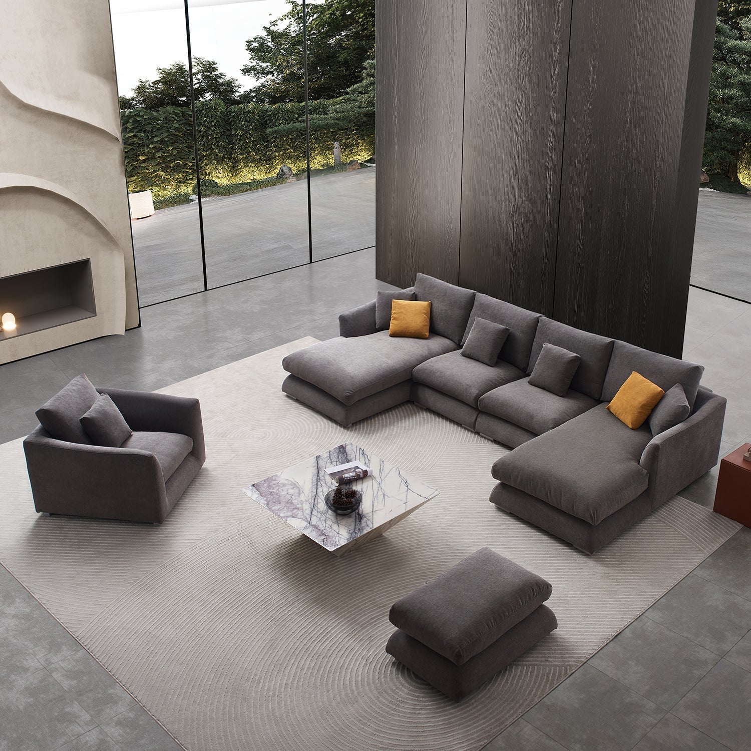 sectional - Feathers U Sectional Room Set - MC - Mario Capasa