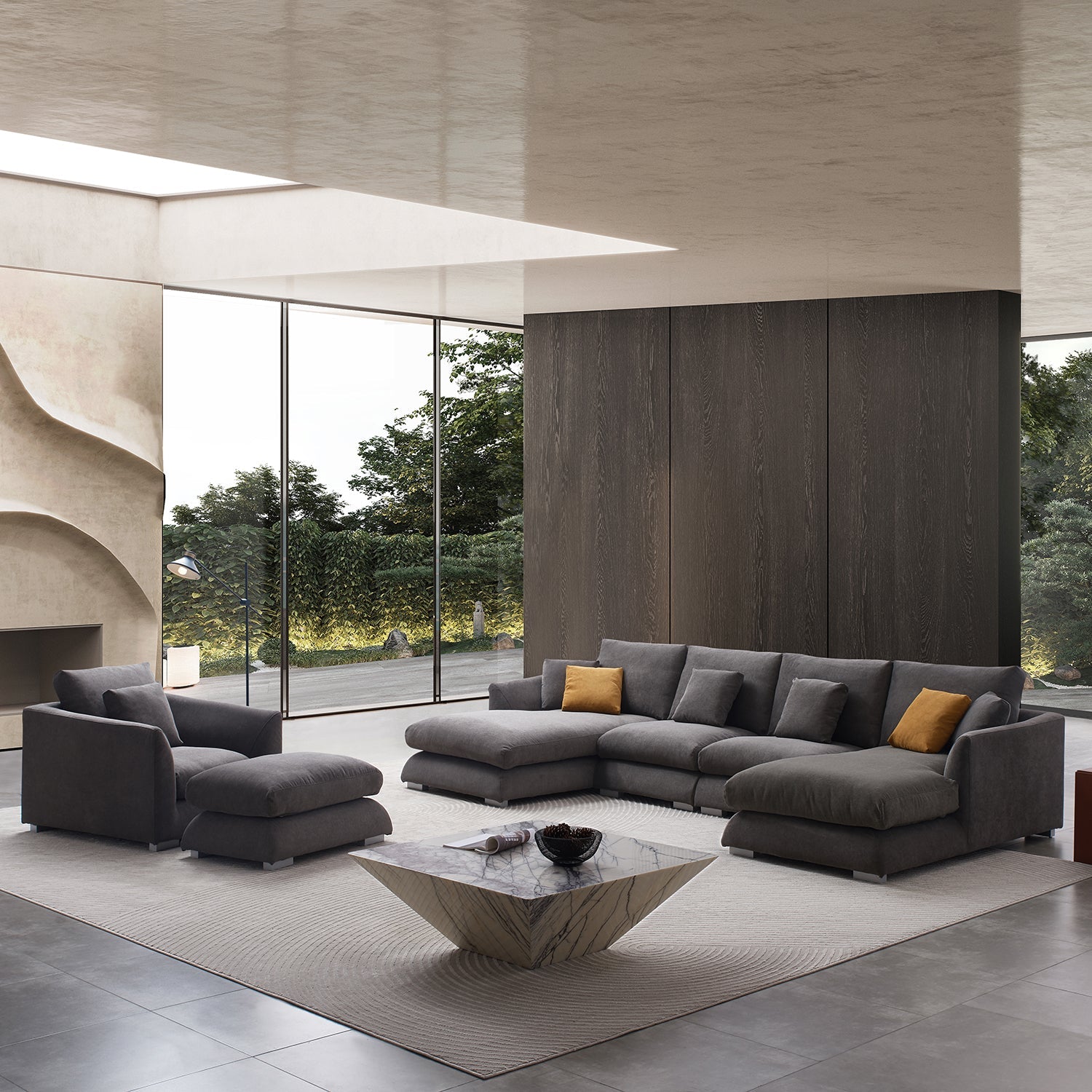 sectional - Feathers U Sectional Room Set - MC - Mario Capasa