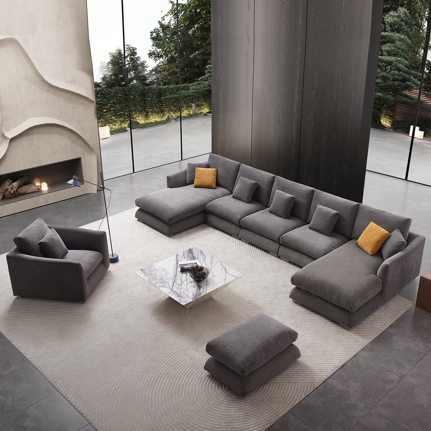 sectional - Feathers U Sectional Room Set - MC - Mario Capasa