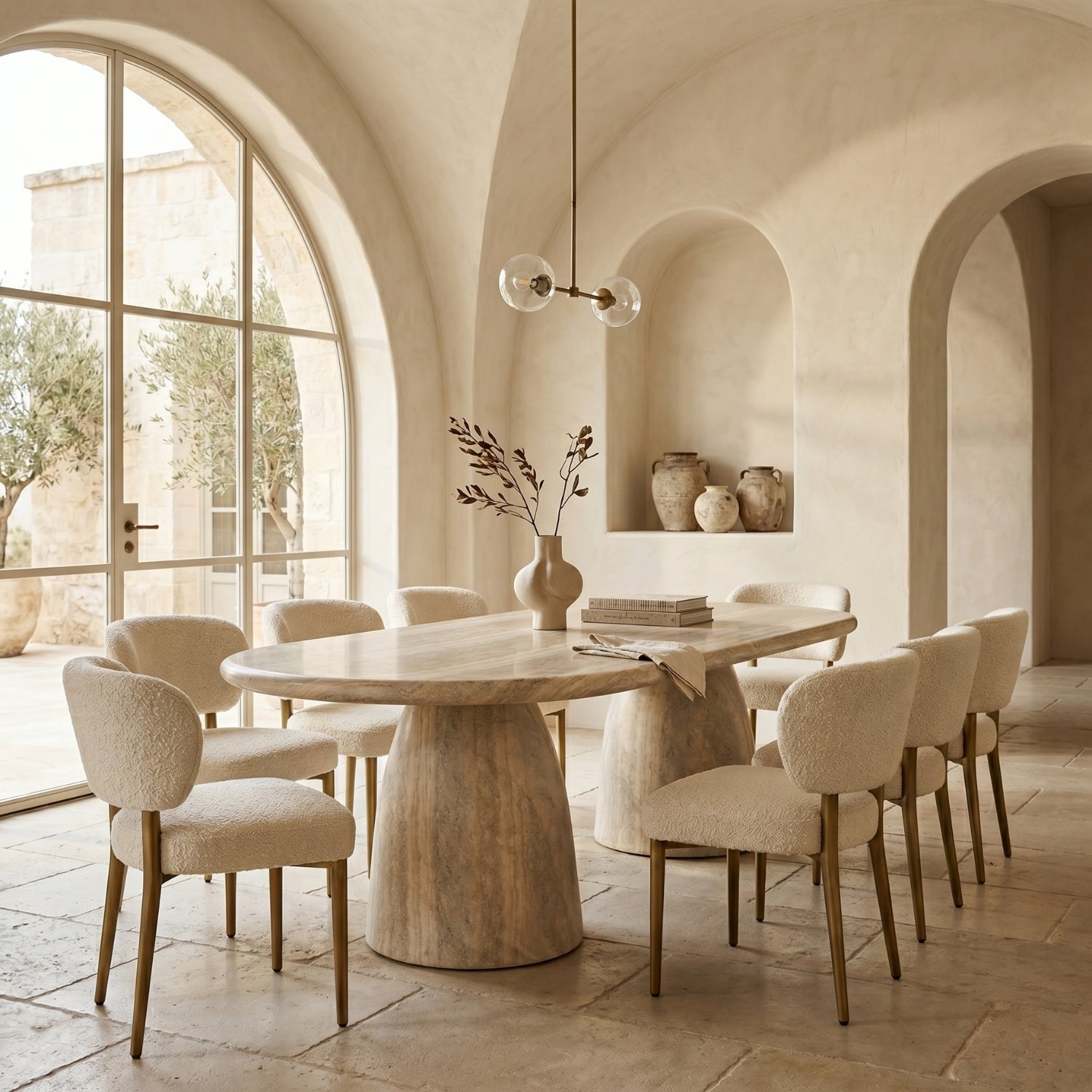 Cosenza Travertine Dining Table