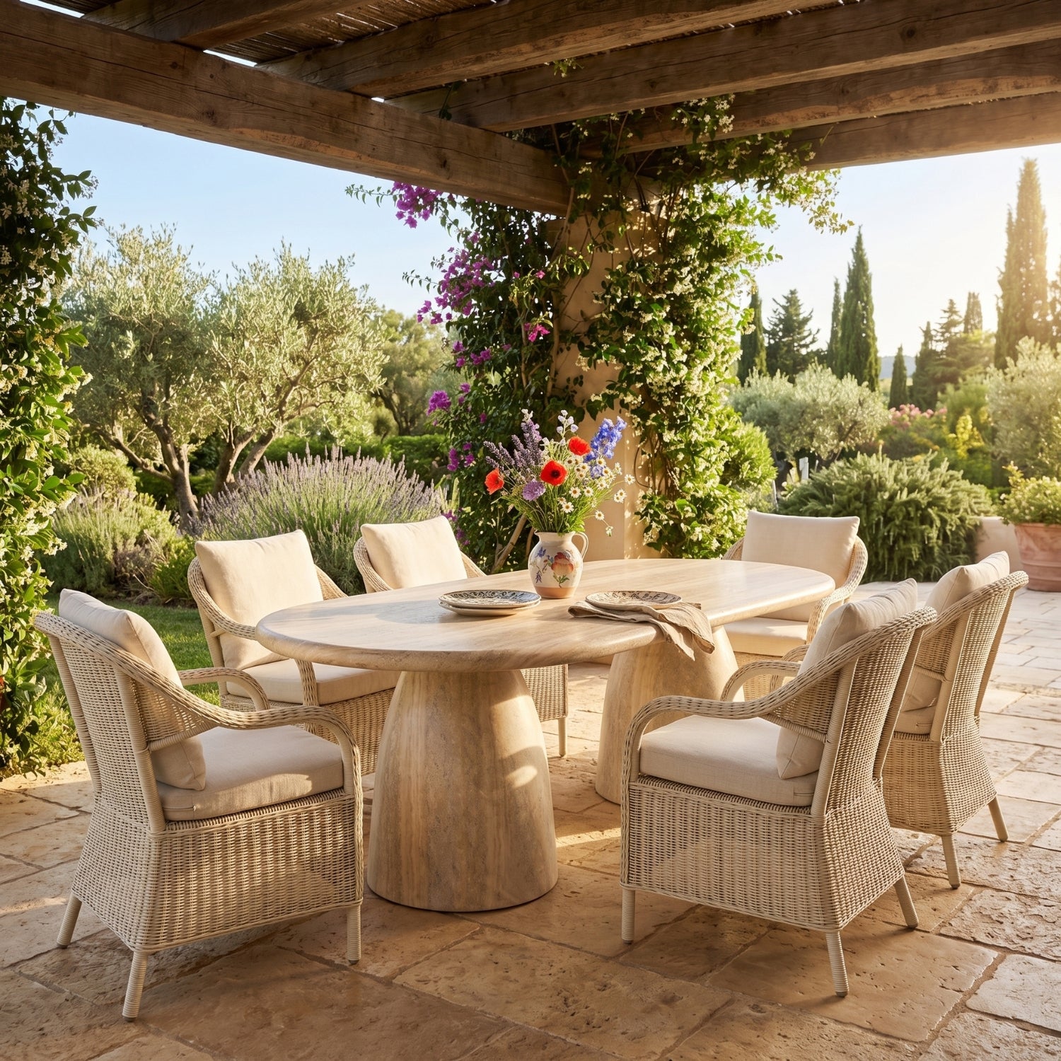 Cosenza Travertine Dining Table
