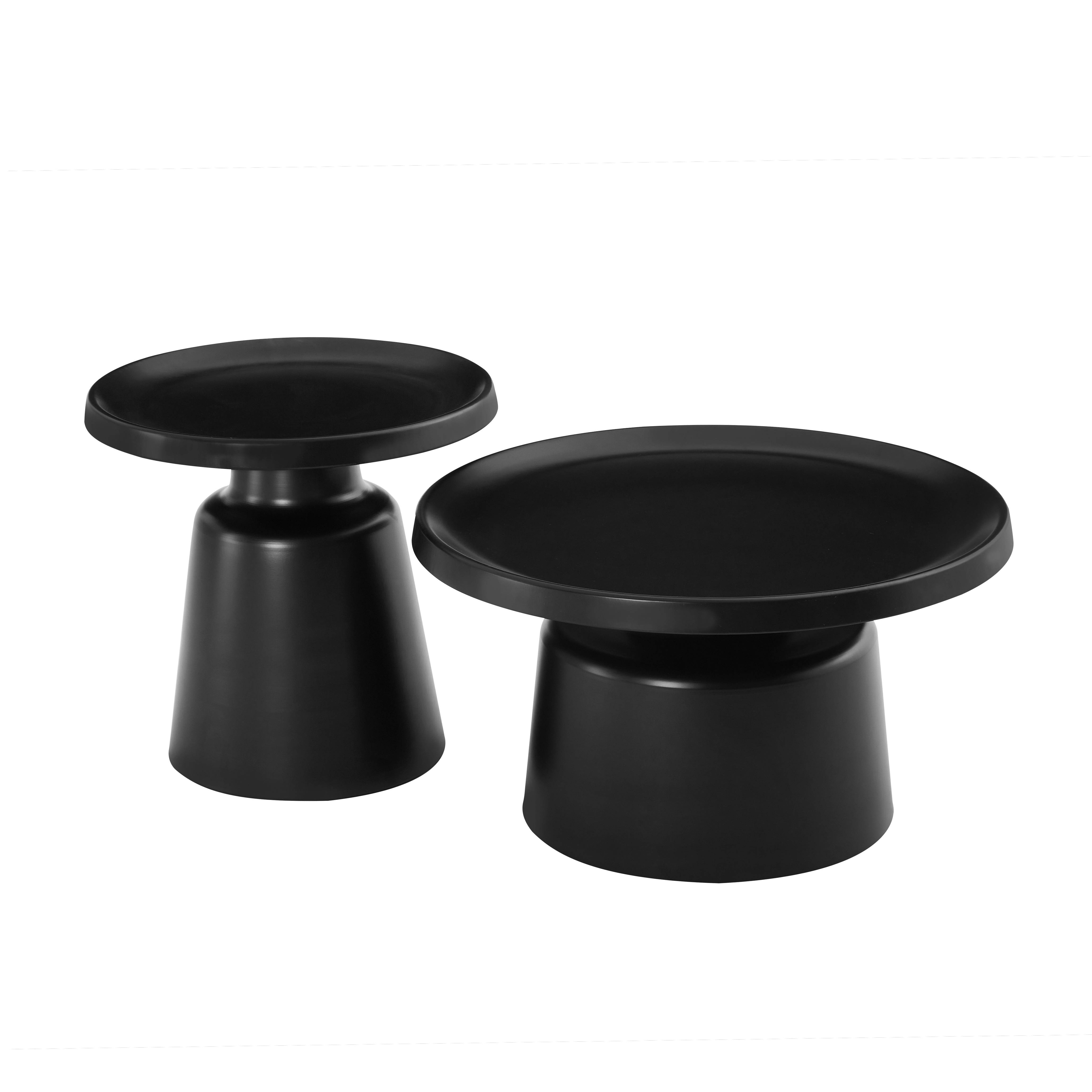 Circular Black coffee table furniture set with white background