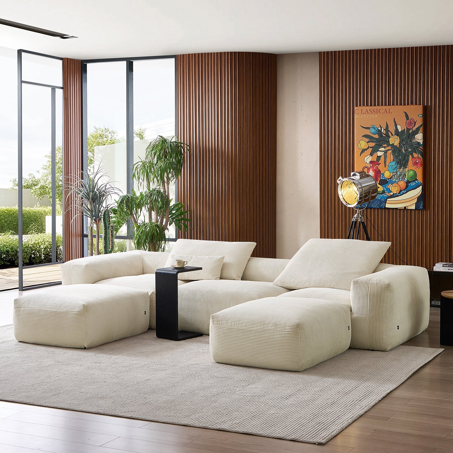 Modular Sofa - Mellow Extra Deep U Sectional with Ottoman - MC - Mario Capasa