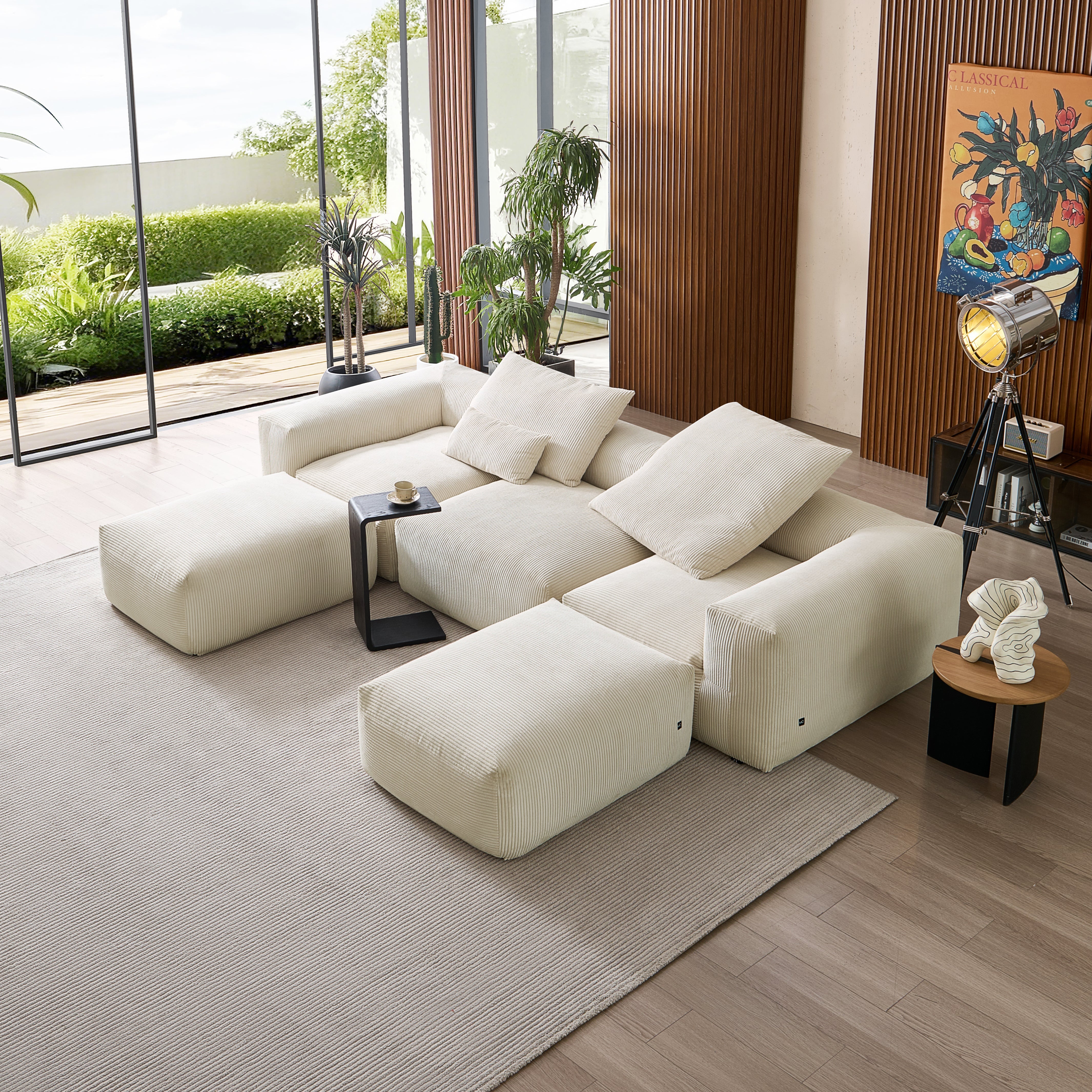 Modular Sofa - Mellow Extra Deep U Sectional with Ottoman - MC - Mario Capasa