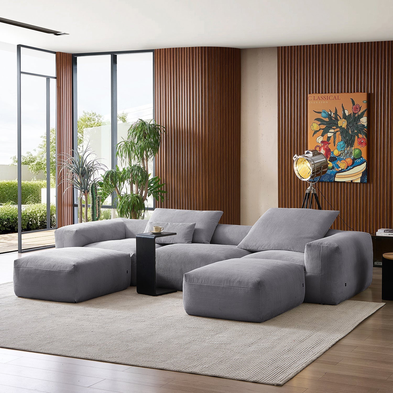 Modular Sofa - Mellow Extra Deep U Sectional with Ottoman - MC - Mario Capasa