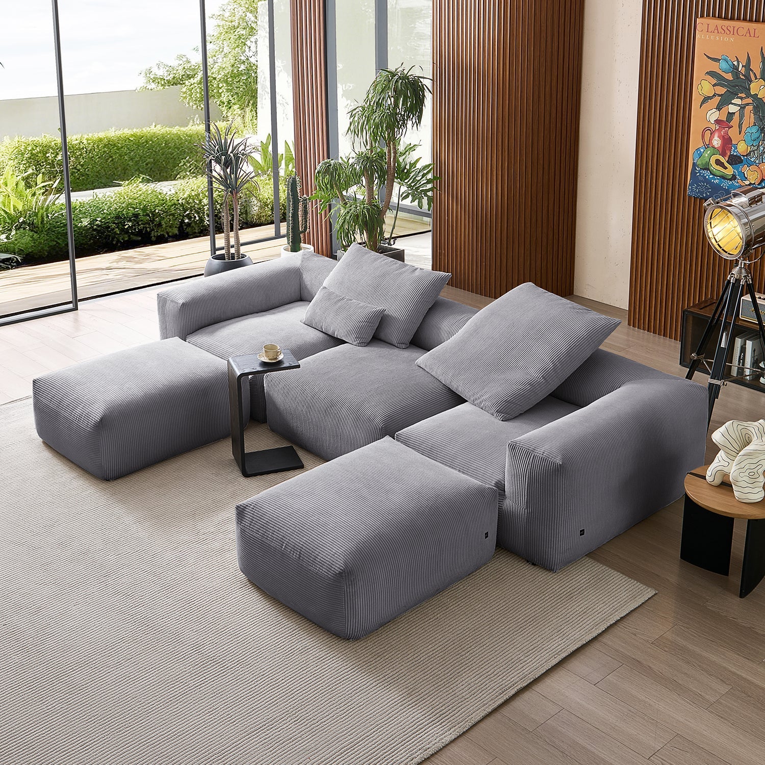 Modular Sofa - Mellow Extra Deep U Sectional with Ottoman - MC - Mario Capasa