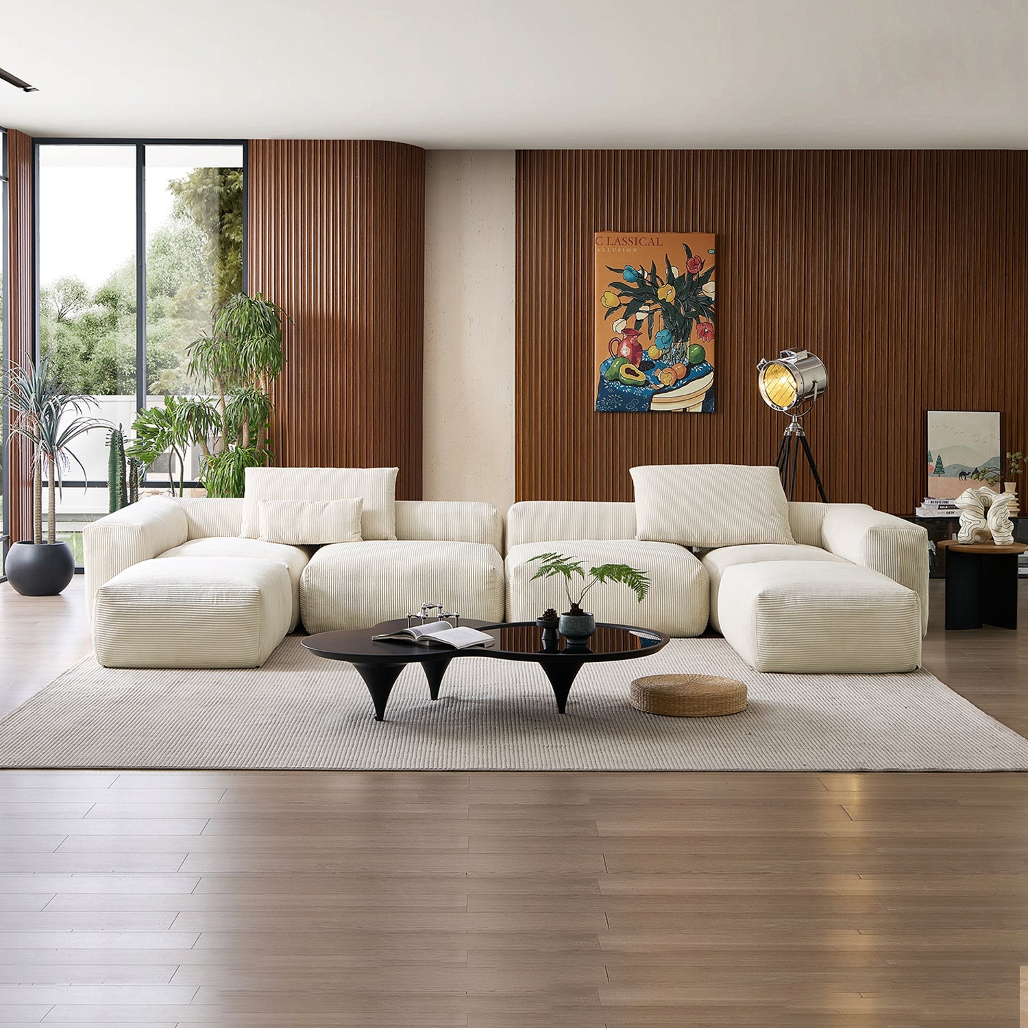 Modular Sofa - Mellow Extra Deep U Sectional with Ottoman - MC - Mario Capasa