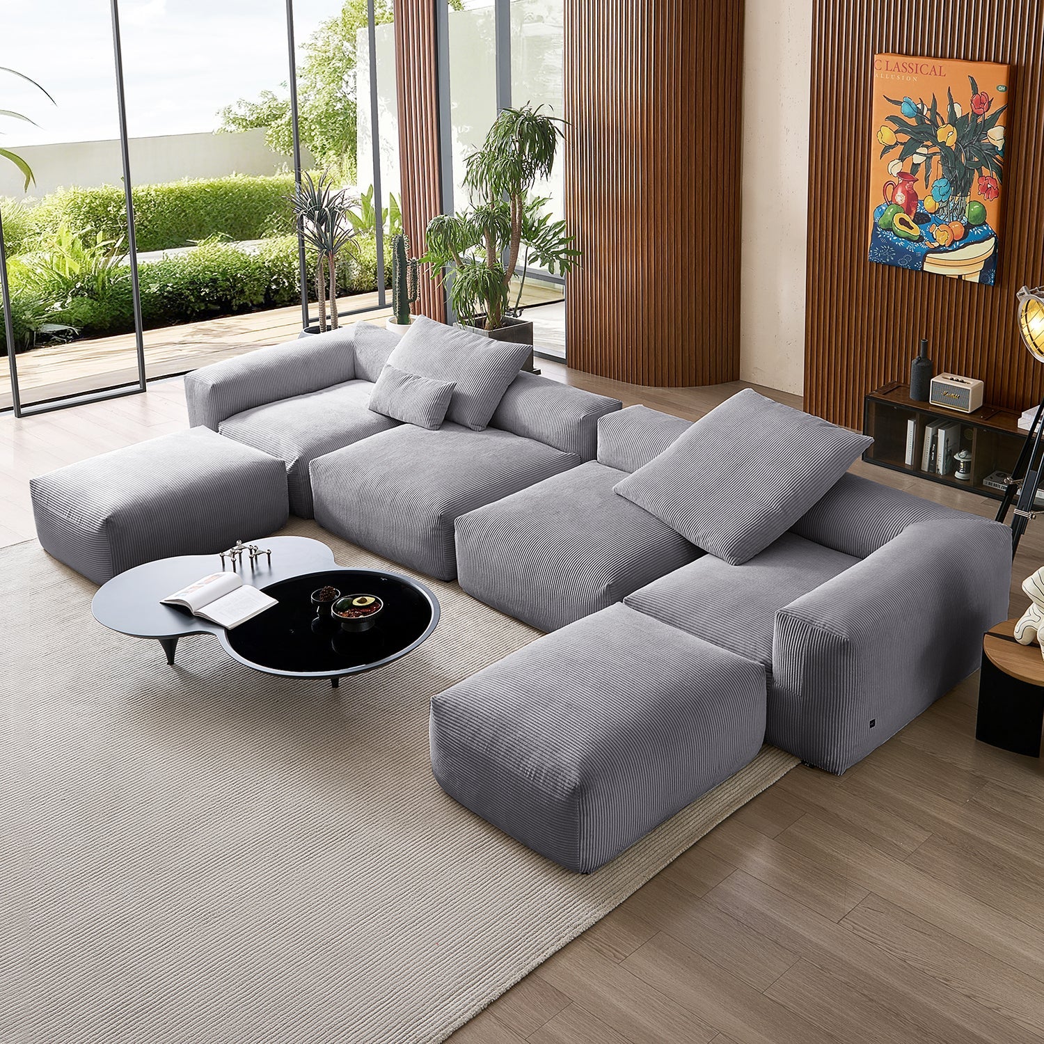 Modular Sofa - Mellow Extra Deep U Sectional with Ottoman - MC - Mario Capasa