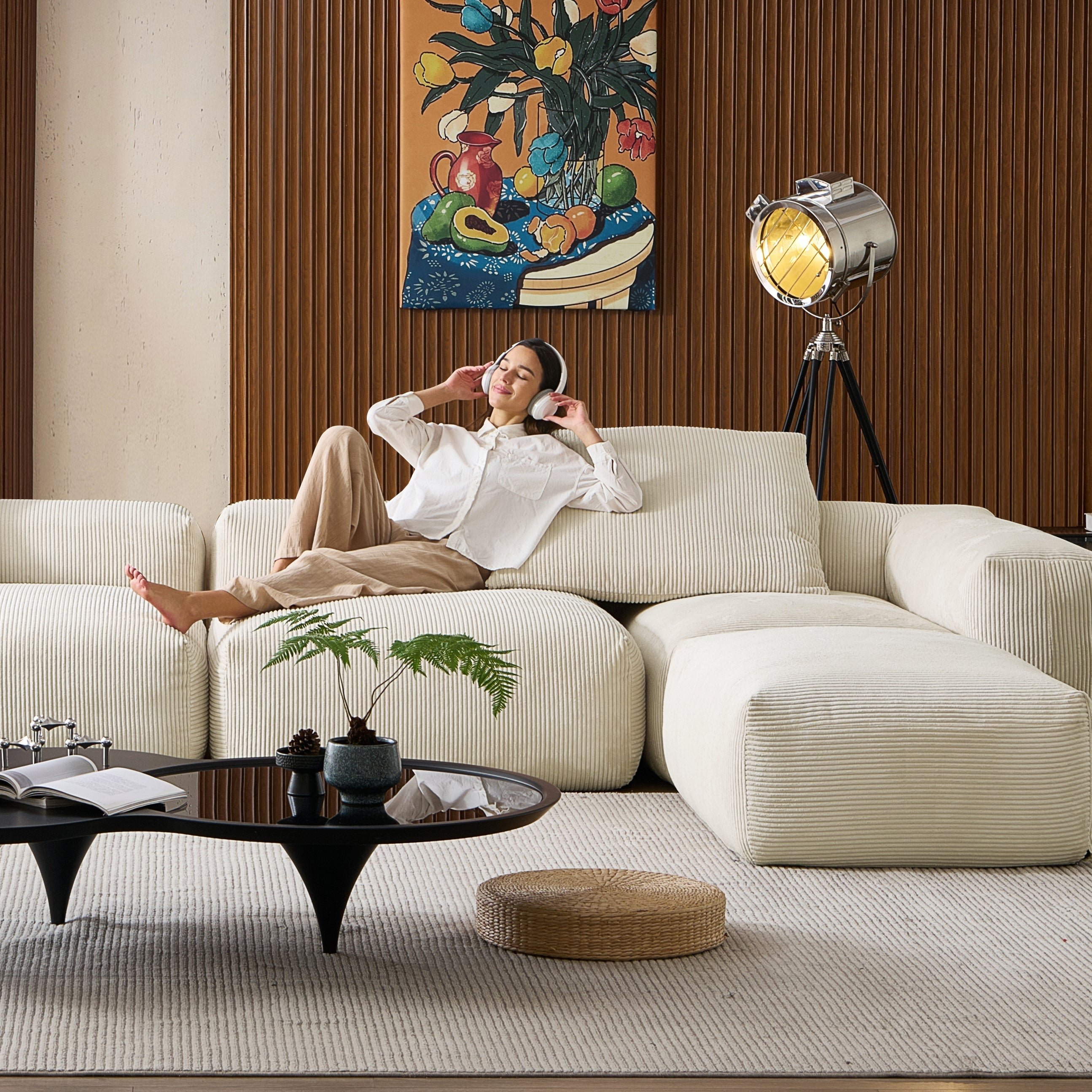 Modular Sofa - Mellow Extra Deep U Sectional with Ottoman - MC - Mario Capasa