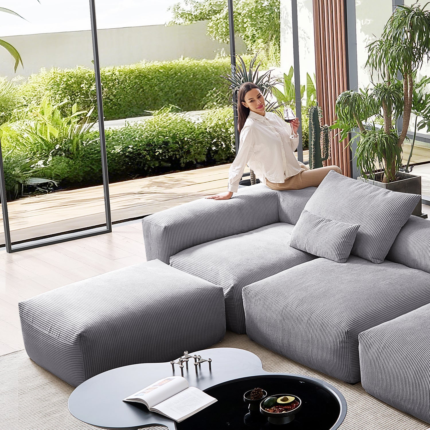 Modular Sofa - Mellow Extra Deep U Sectional with Ottoman - MC - Mario Capasa