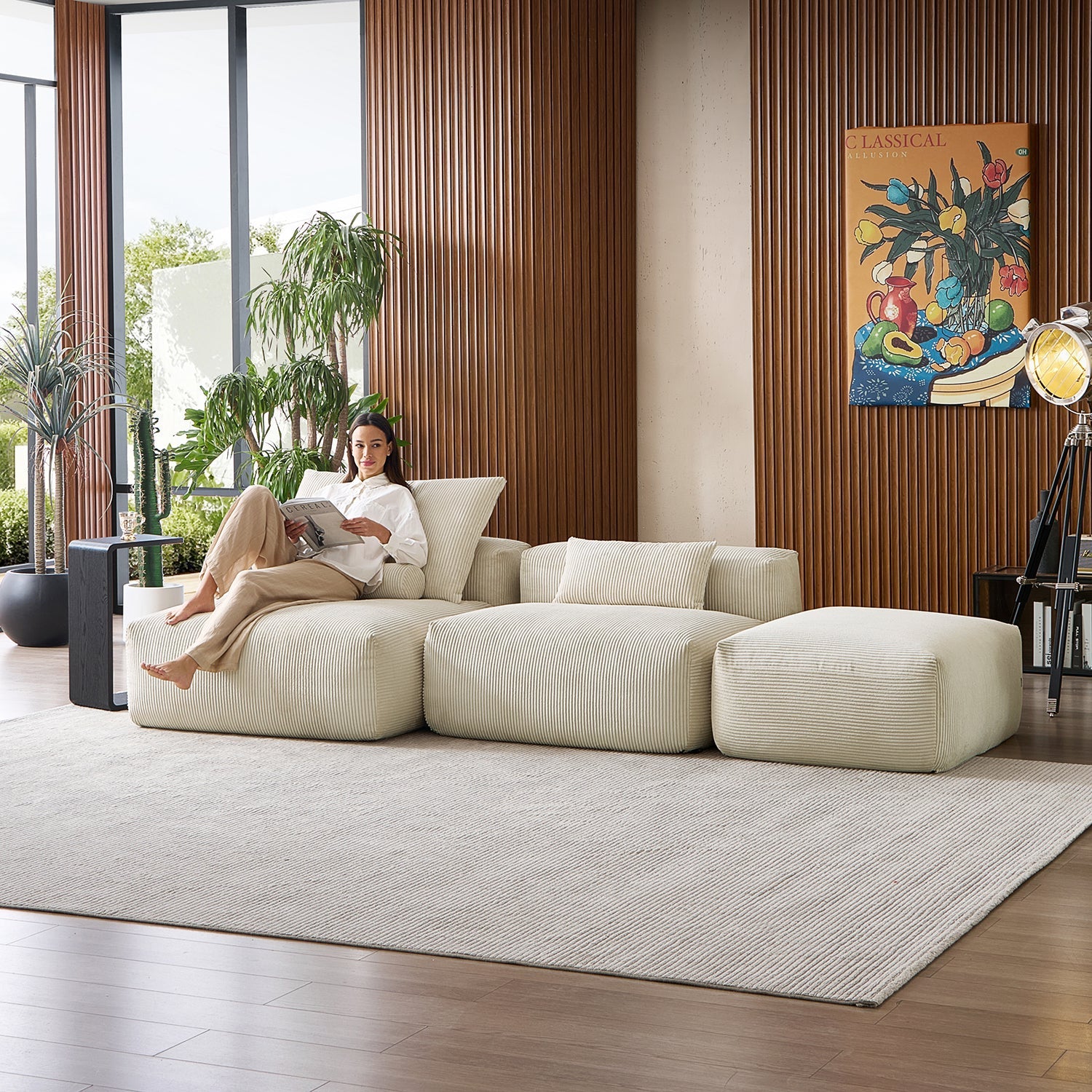 Modular Sofa - Mellow Open Sectional with Ottoman - MC - Mario Capasa