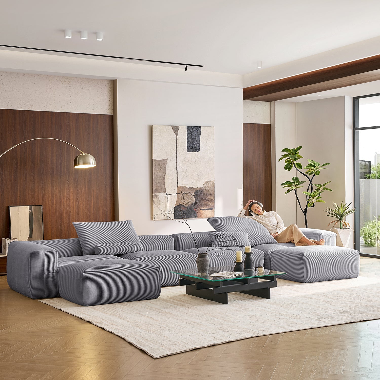 Modular Sofa - Mellow U Sectional with Ottoman - MC - Mario Capasa