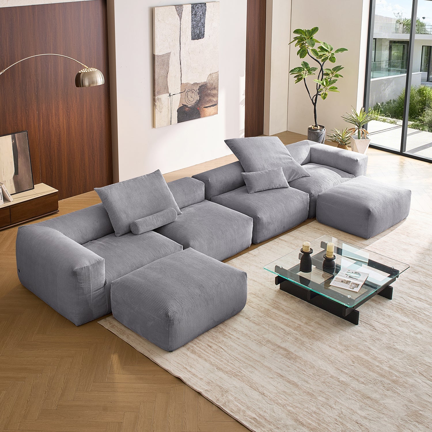 Modular Sofa - Mellow U Sectional with Ottoman - MC - Mario Capasa