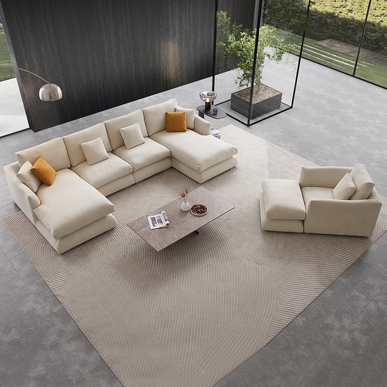 sectional - Feathers U Sectional Room Set - MC - Mario Capasa