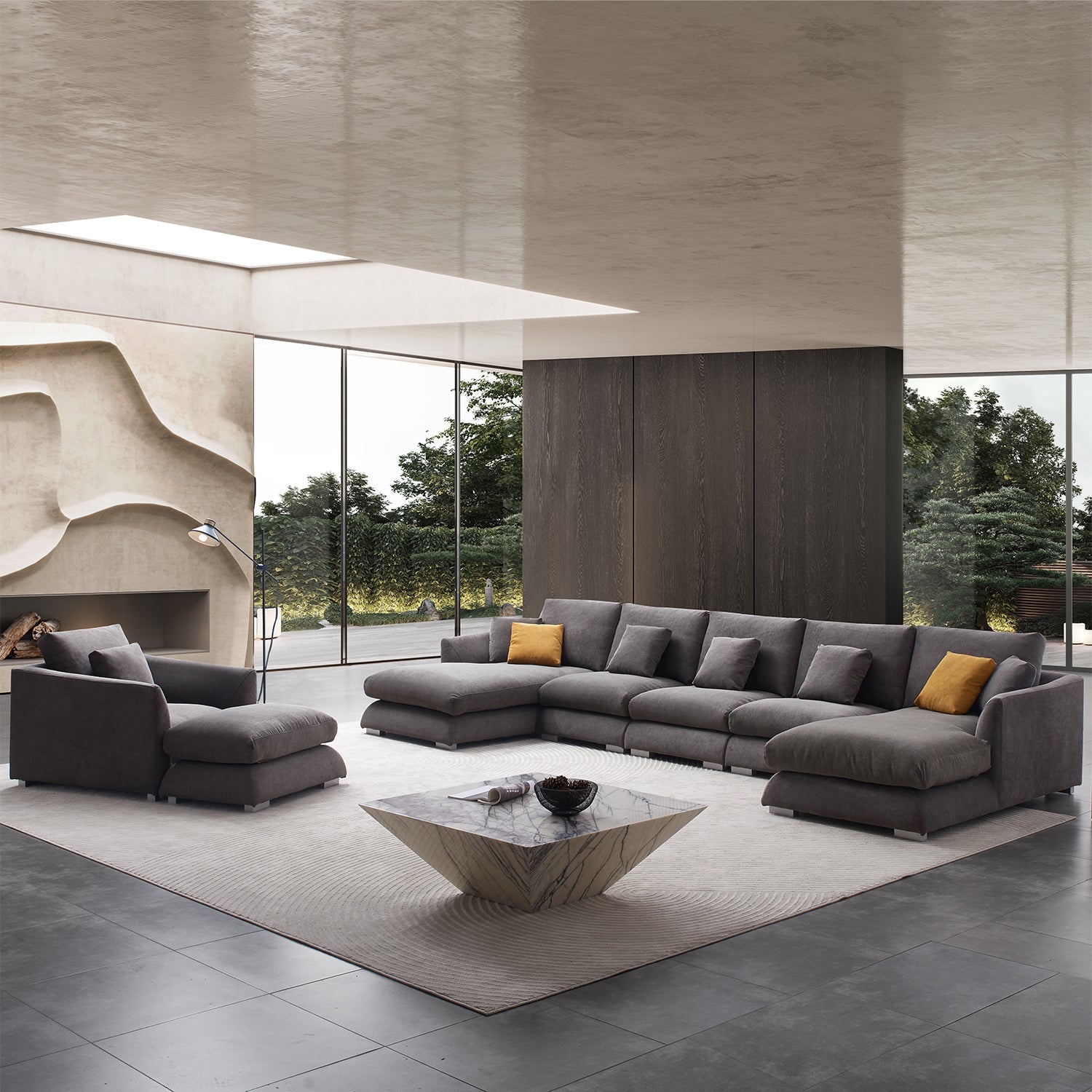 sectional - Feathers U Sectional Room Set - MC - Mario Capasa
