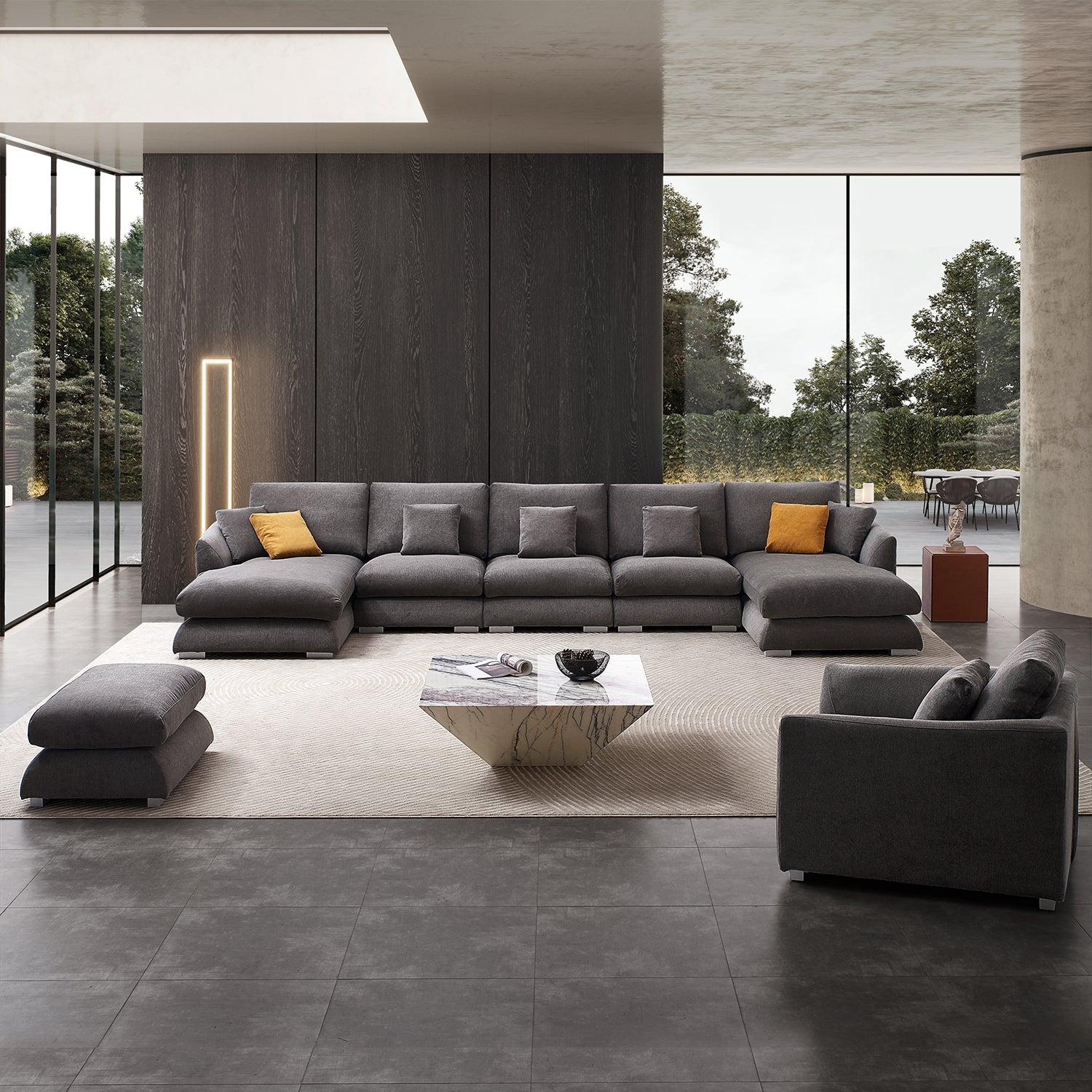 sectional - Feathers U Sectional Room Set - MC - Mario Capasa
