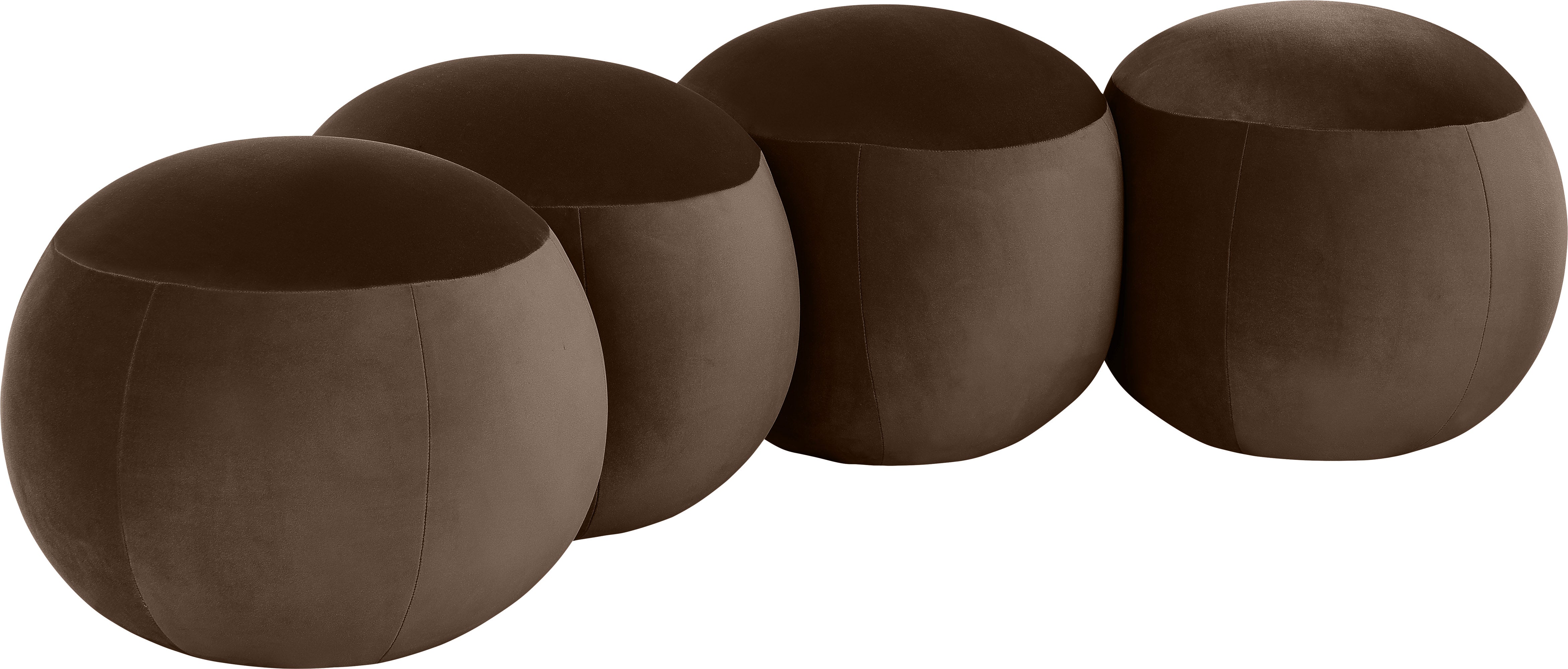 Four brown round stools on a white background