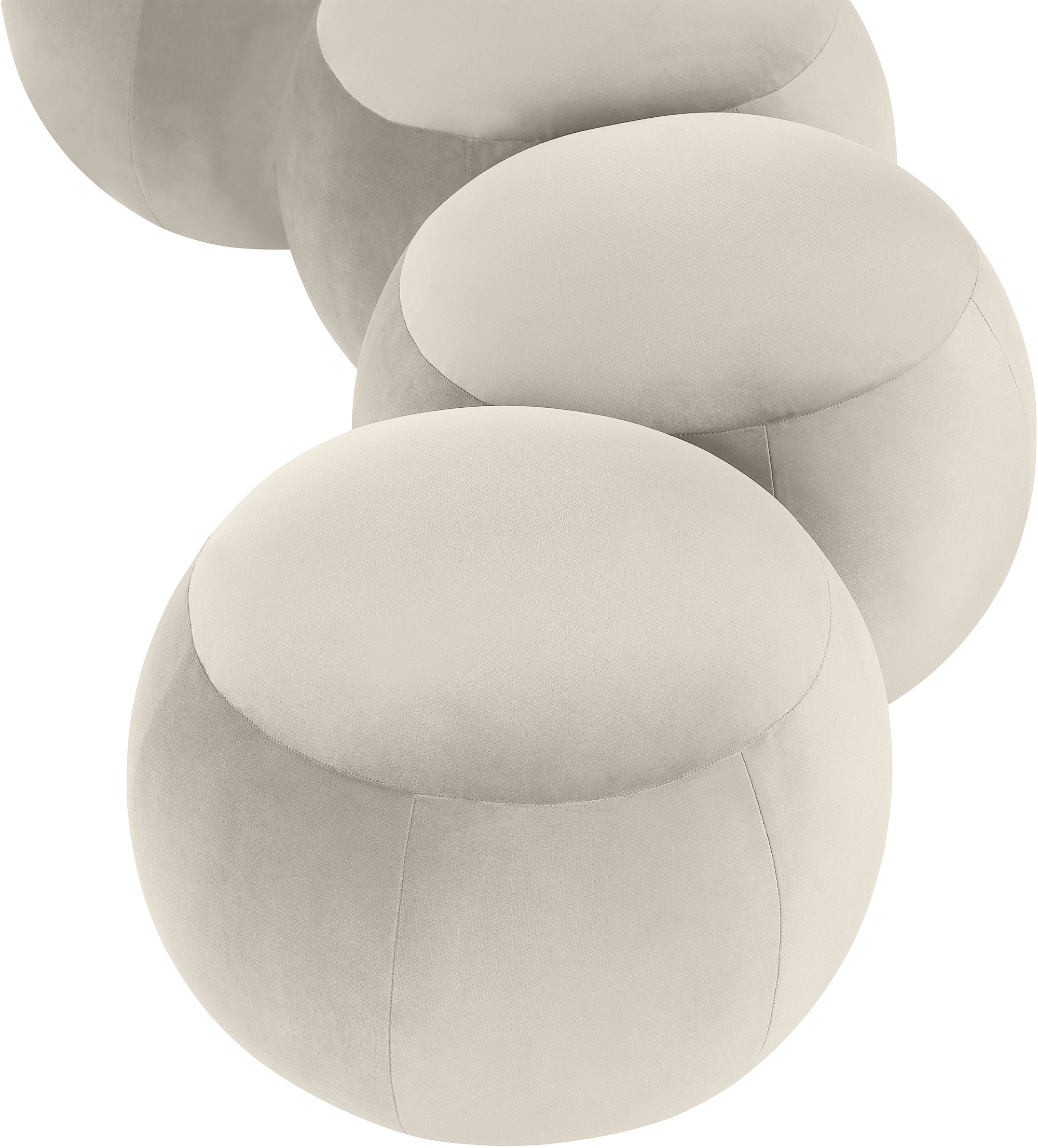 Set of beige poufs on a white background