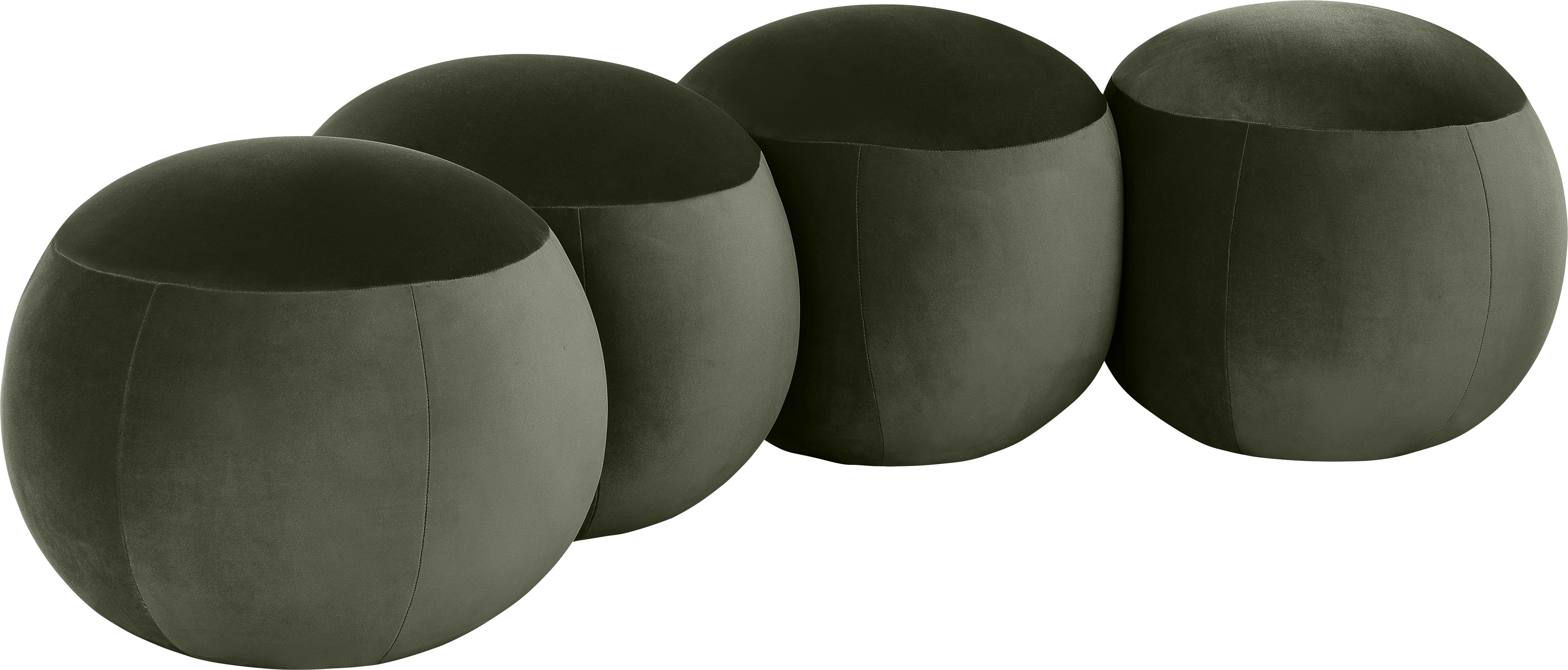 Four black round stools on a white background