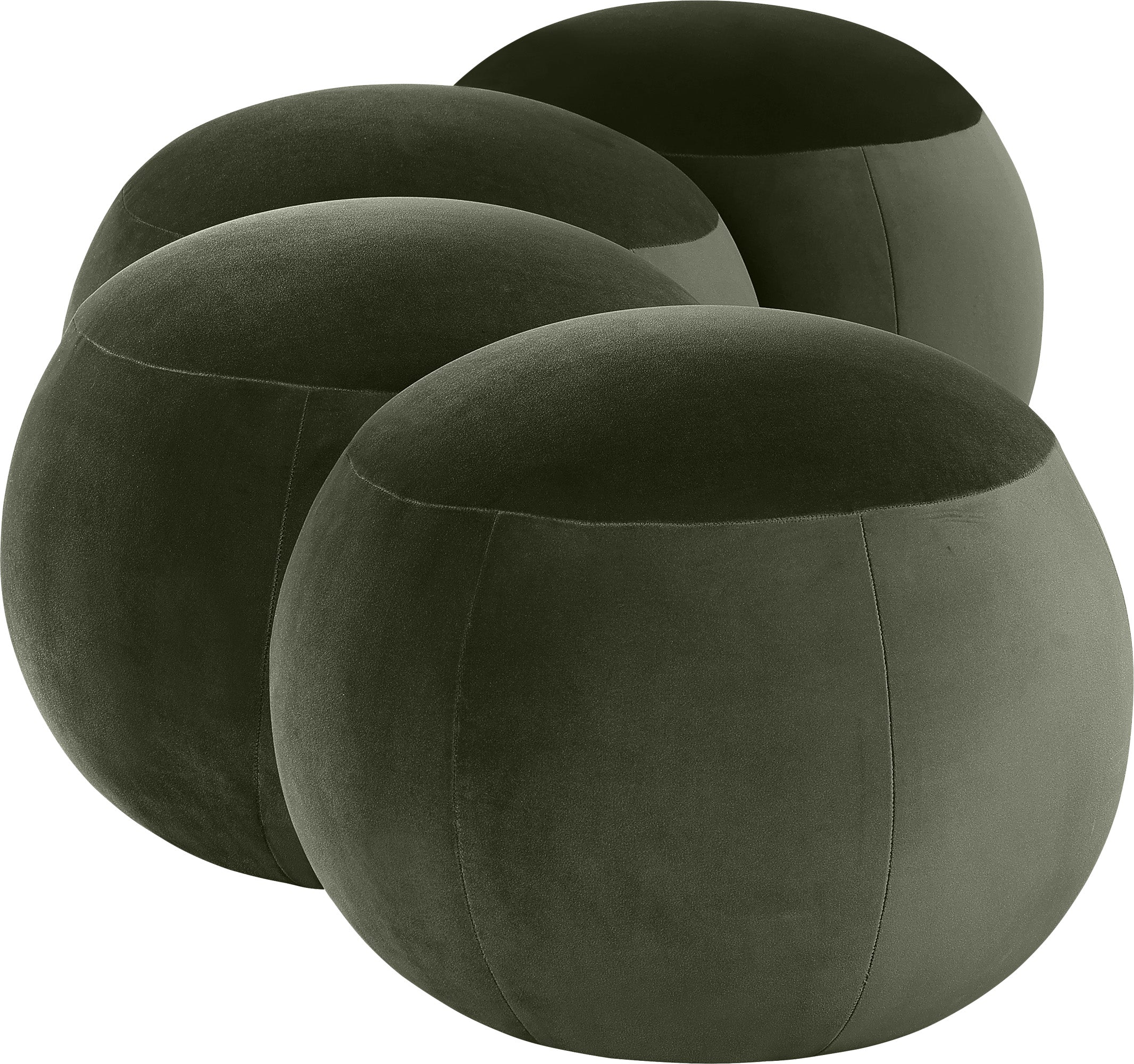 Four brown bean bag chairs on a white background