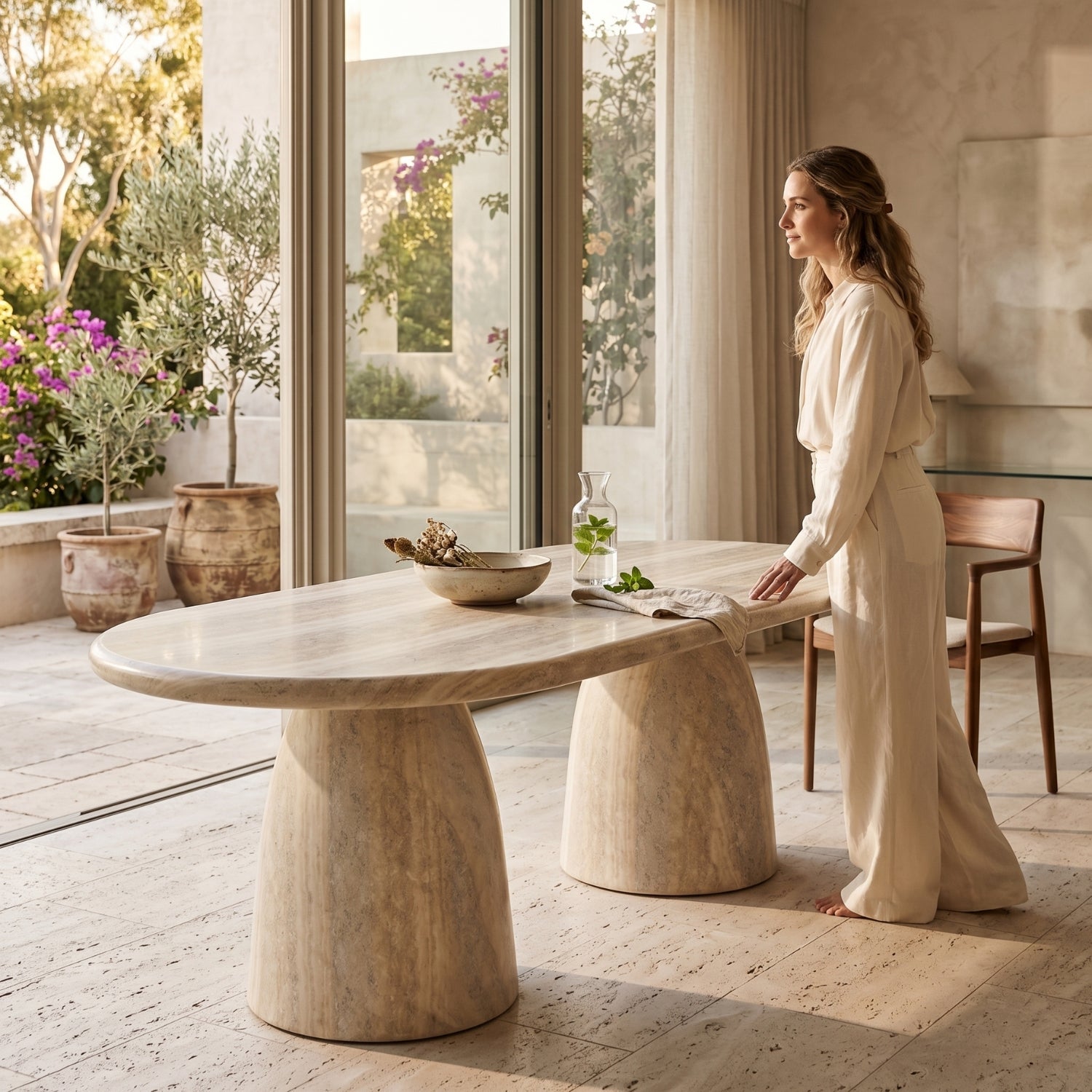 Cosenza Travertine Dining Table