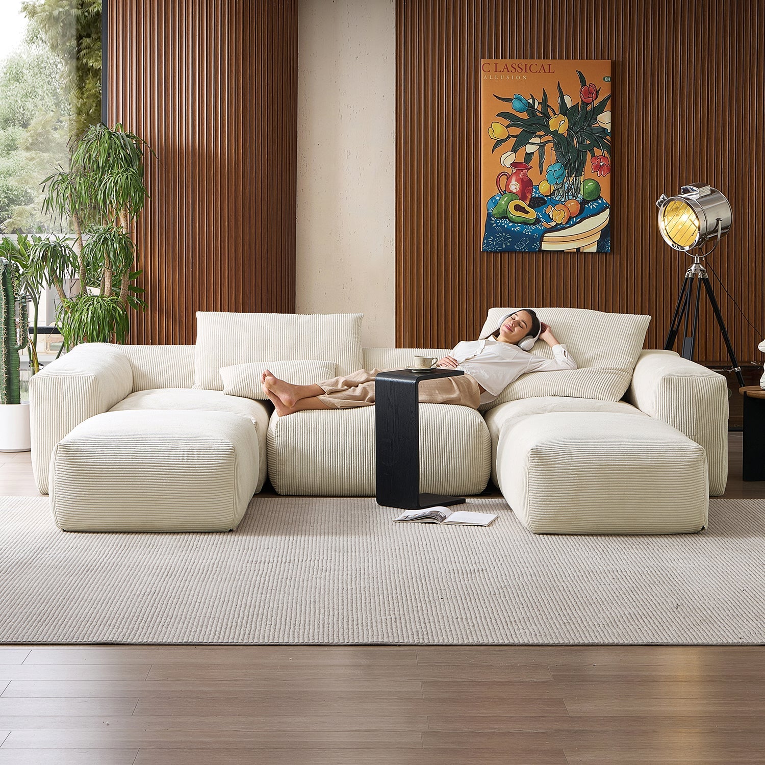 Modular Sofa - Mellow Extra Deep U Sectional with Ottoman - MC - Mario Capasa
