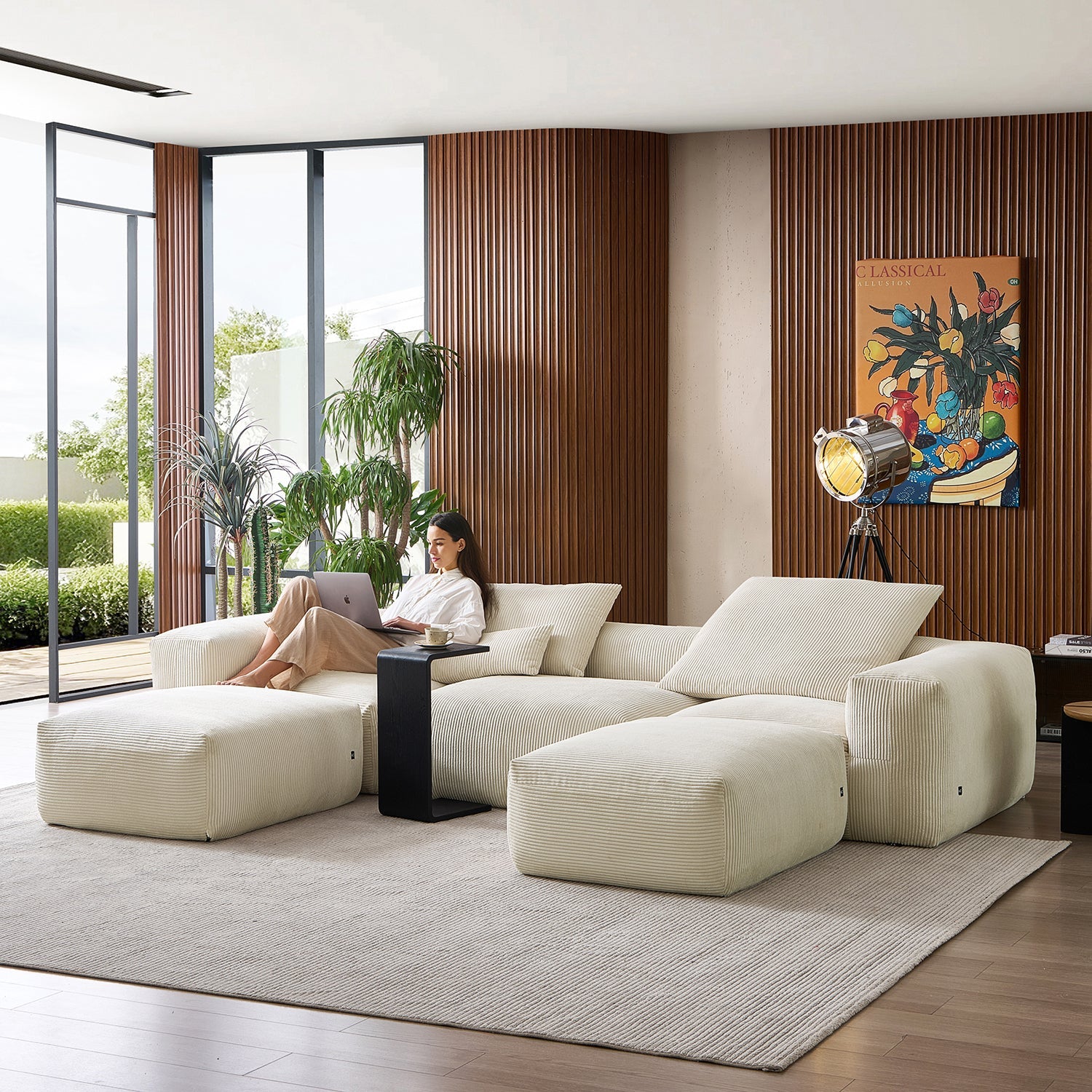 Modular Sofa - Mellow Extra Deep U Sectional with Ottoman - MC - Mario Capasa
