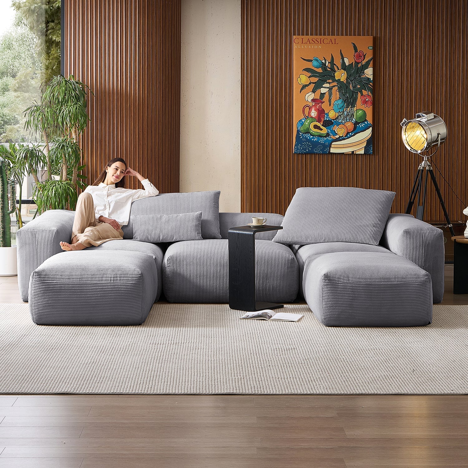 Modular Sofa - Mellow Extra Deep U Sectional with Ottoman - MC - Mario Capasa