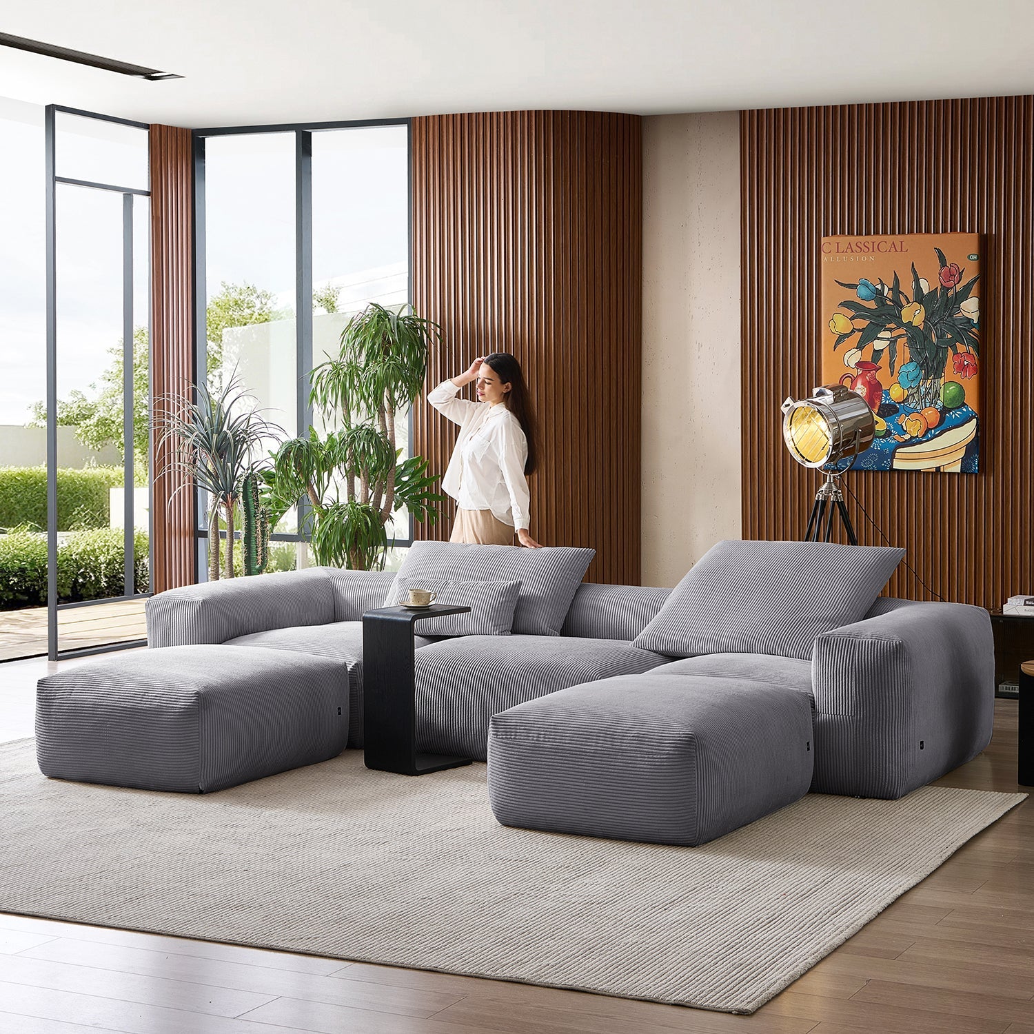 Modular Sofa - Mellow Extra Deep U Sectional with Ottoman - MC - Mario Capasa