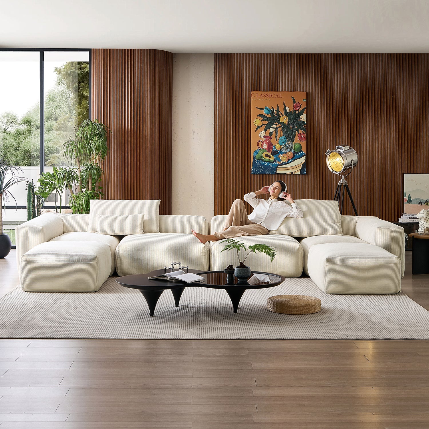 Modular Sofa - Mellow Extra Deep U Sectional with Ottoman - MC - Mario Capasa