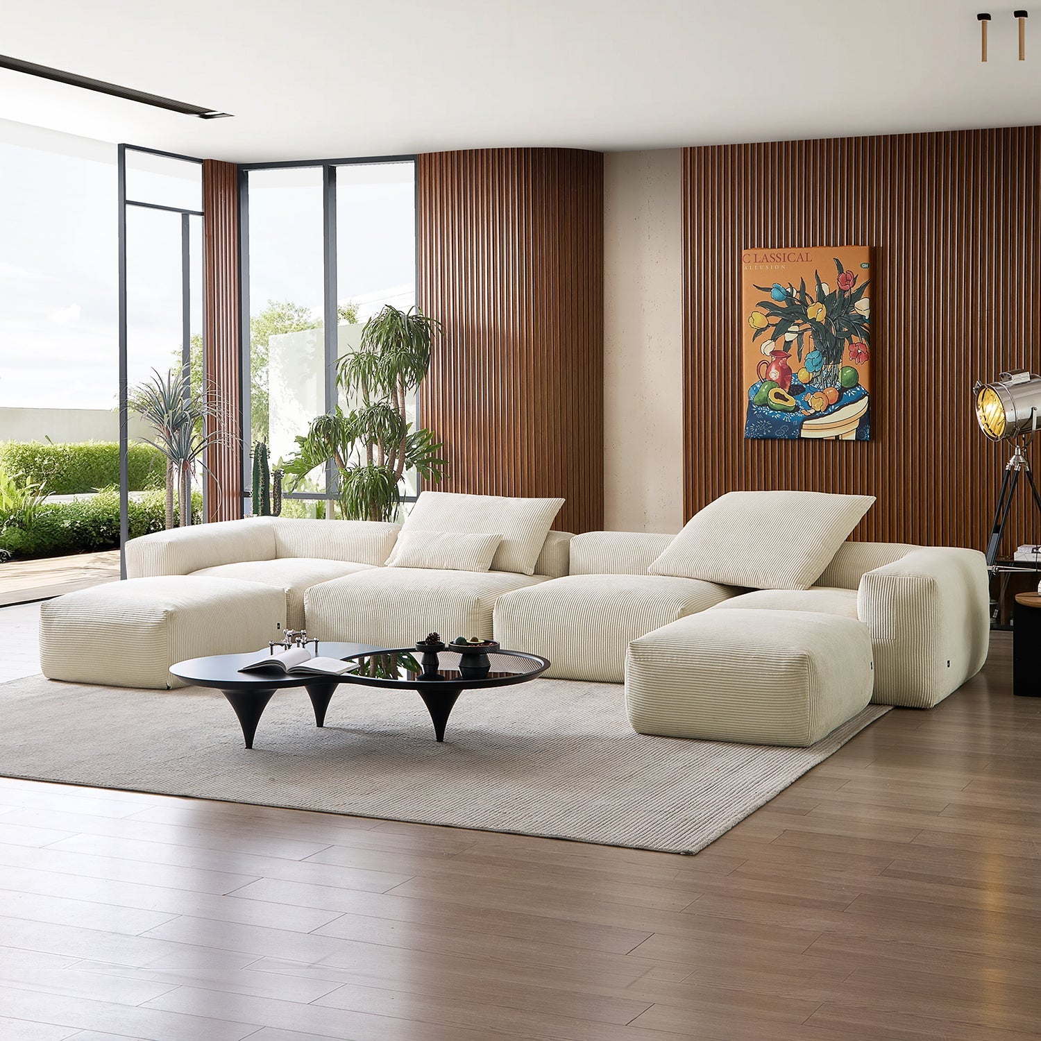Modular Sofa - Mellow Extra Deep U Sectional with Ottoman - MC - Mario Capasa