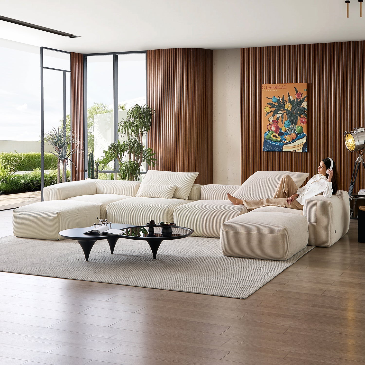 Modular Sofa - Mellow Extra Deep U Sectional with Ottoman - MC - Mario Capasa