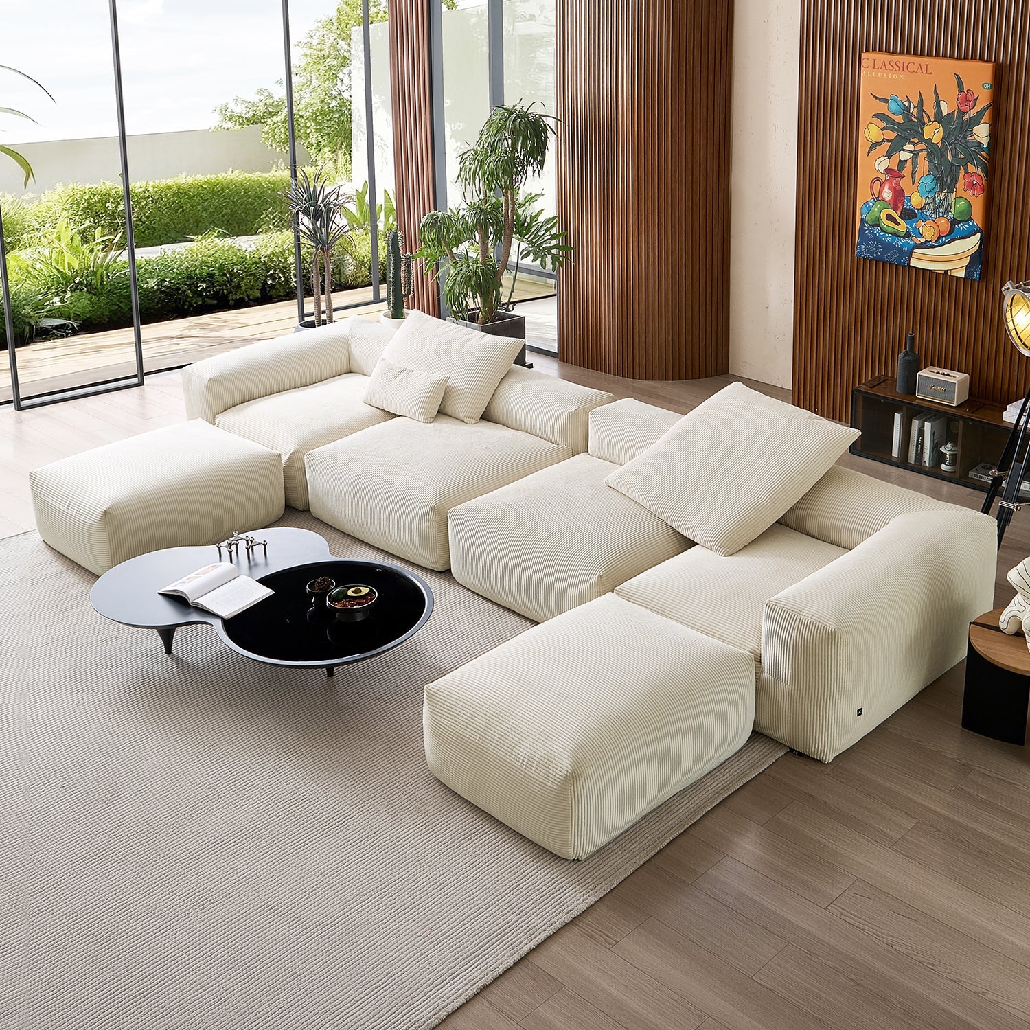 Modular Sofa - Mellow Extra Deep U Sectional with Ottoman - MC - Mario Capasa
