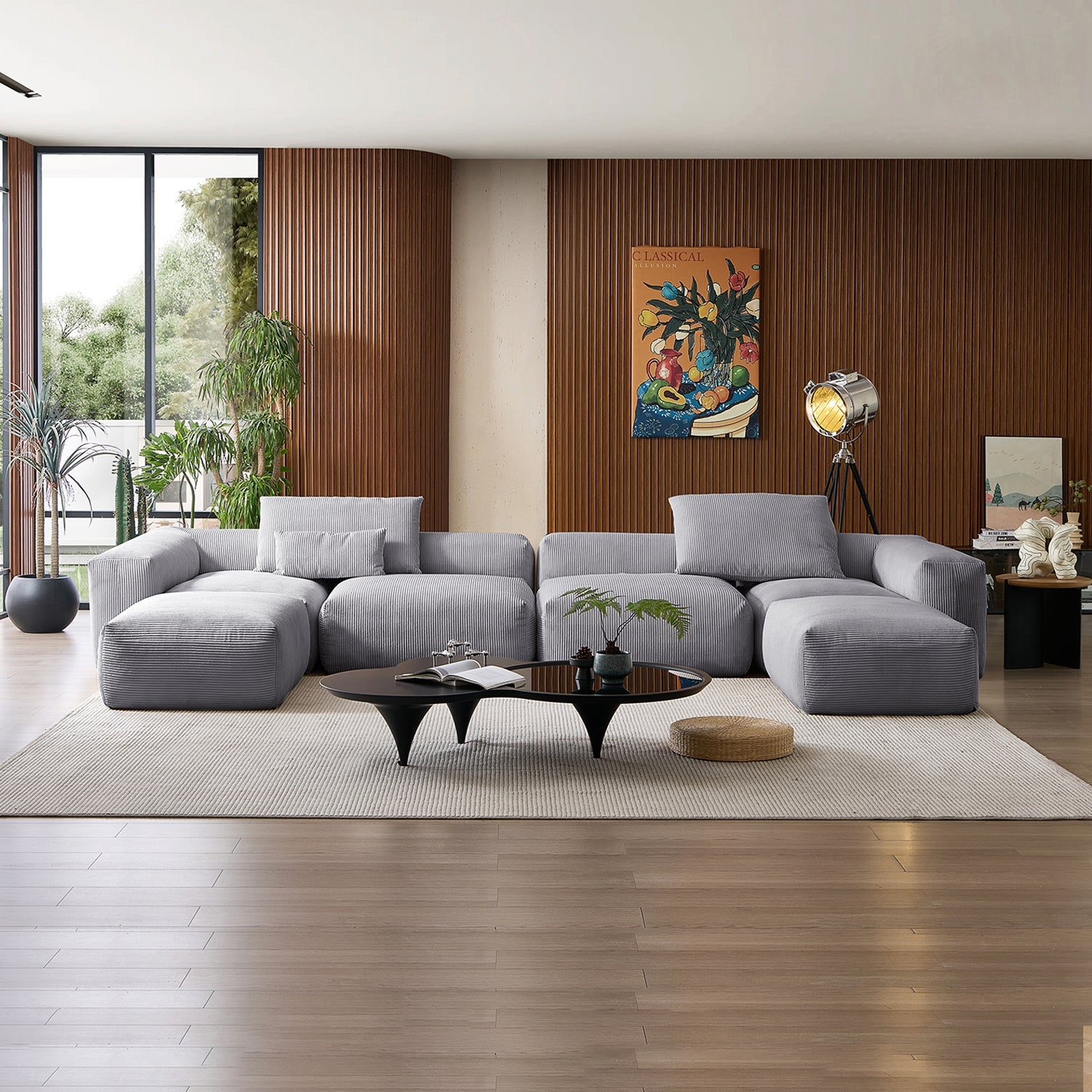 Modular Sofa - Mellow Extra Deep U Sectional with Ottoman - MC - Mario Capasa