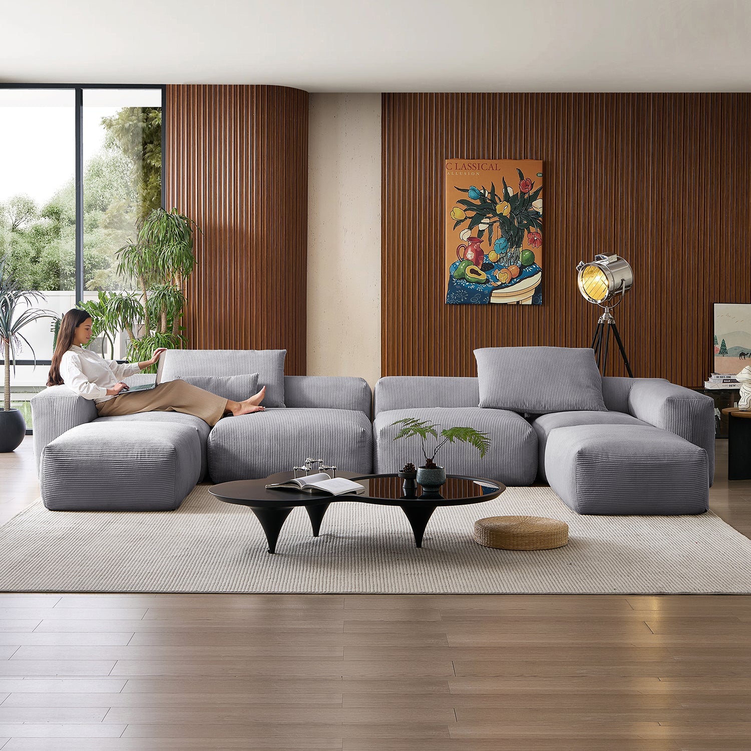 Modular Sofa - Mellow Extra Deep U Sectional with Ottoman - MC - Mario Capasa