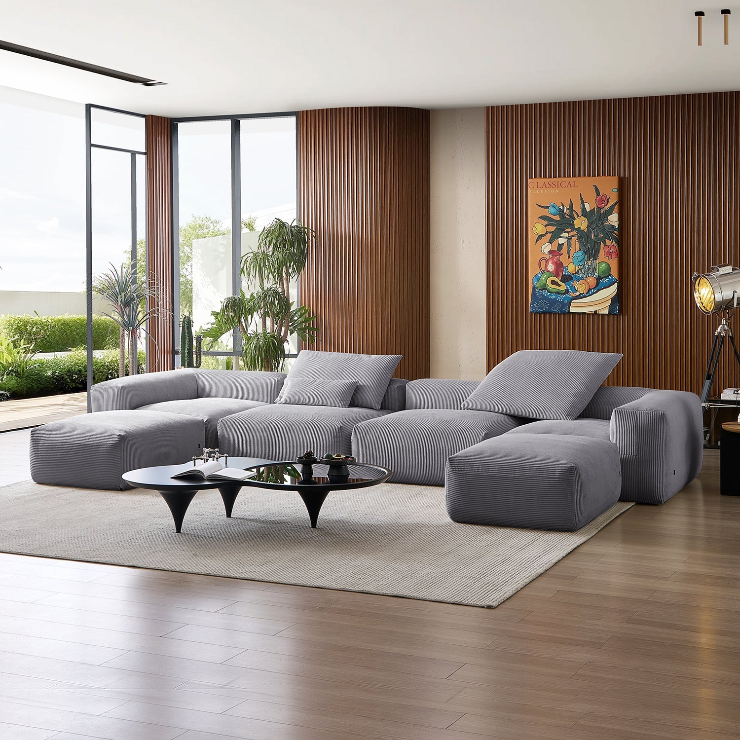 Modular Sofa - Mellow Extra Deep U Sectional with Ottoman - MC - Mario Capasa