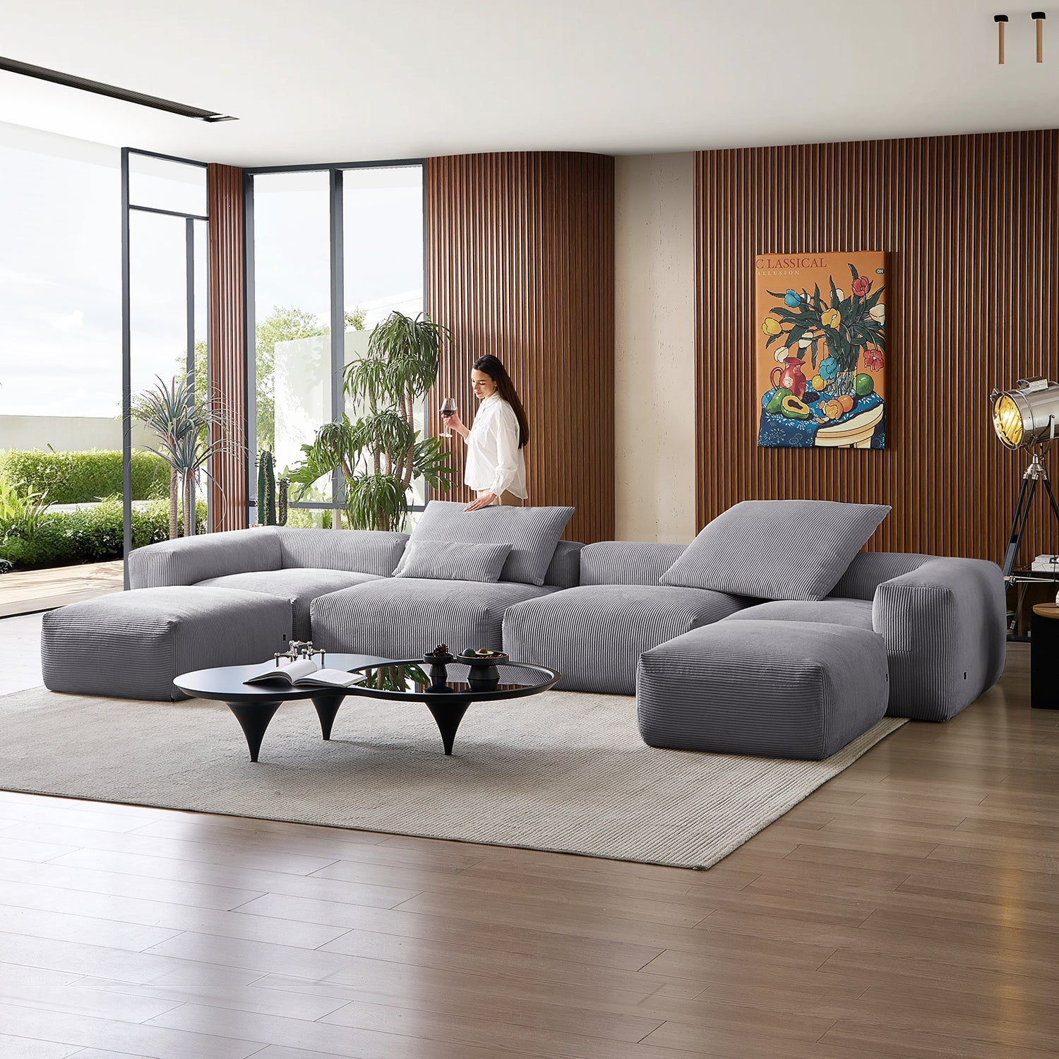 Modular Sofa - Mellow Extra Deep U Sectional with Ottoman - MC - Mario Capasa