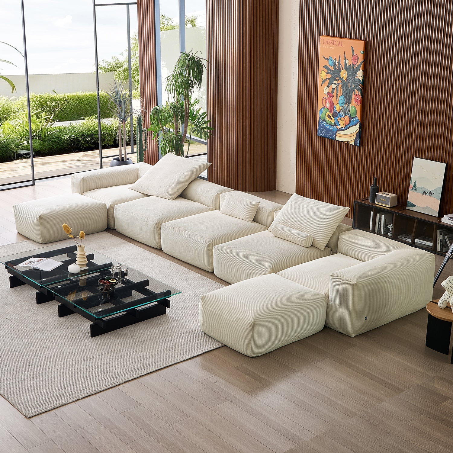 Modular Sofa - Mellow Extra Deep U Sectional with Ottoman - MC - Mario Capasa