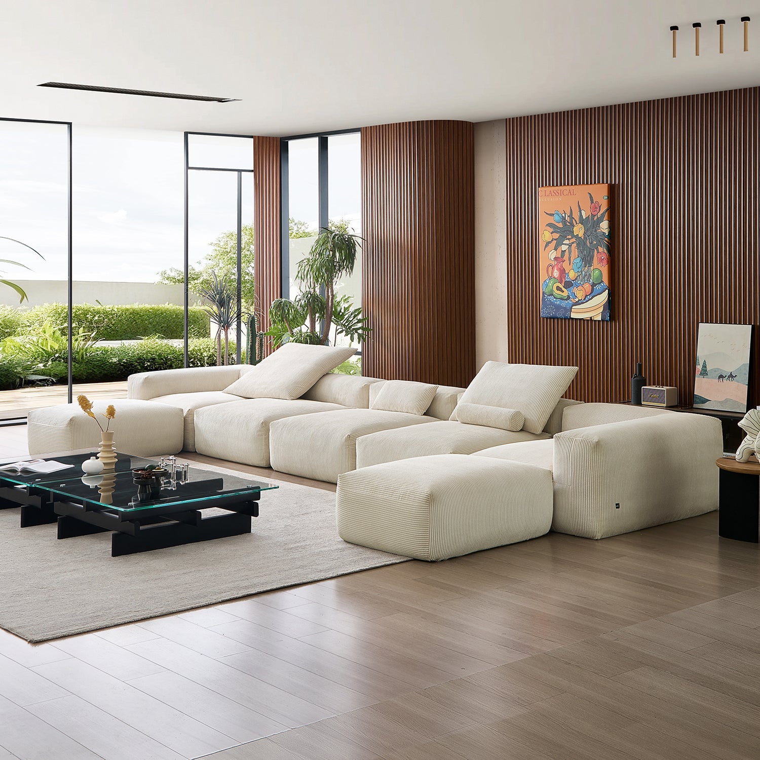 Modular Sofa - Mellow Extra Deep U Sectional with Ottoman - MC - Mario Capasa