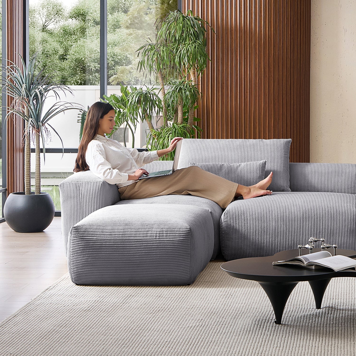 Modular Sofa - Mellow Extra Deep U Sectional with Ottoman - MC - Mario Capasa
