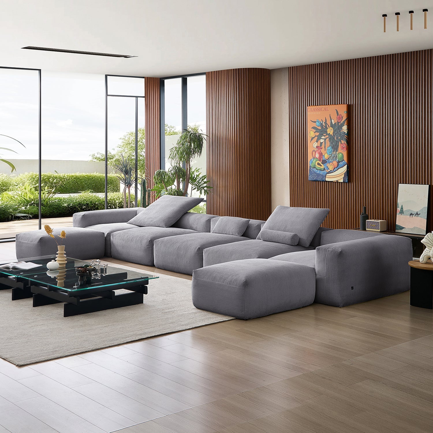 Modular Sofa - Mellow Extra Deep U Sectional with Ottoman - MC - Mario Capasa