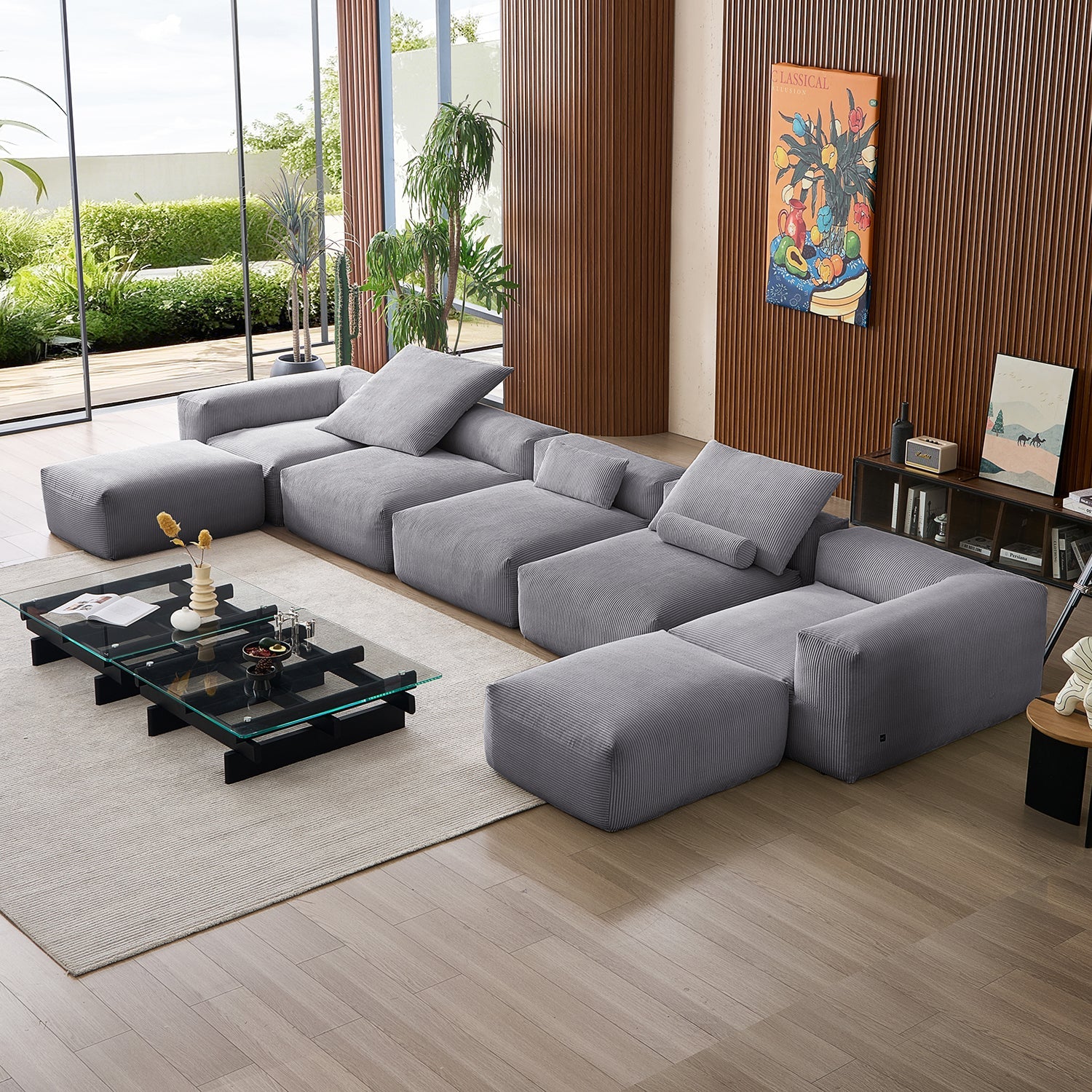 Modular Sofa - Mellow Extra Deep U Sectional with Ottoman - MC - Mario Capasa