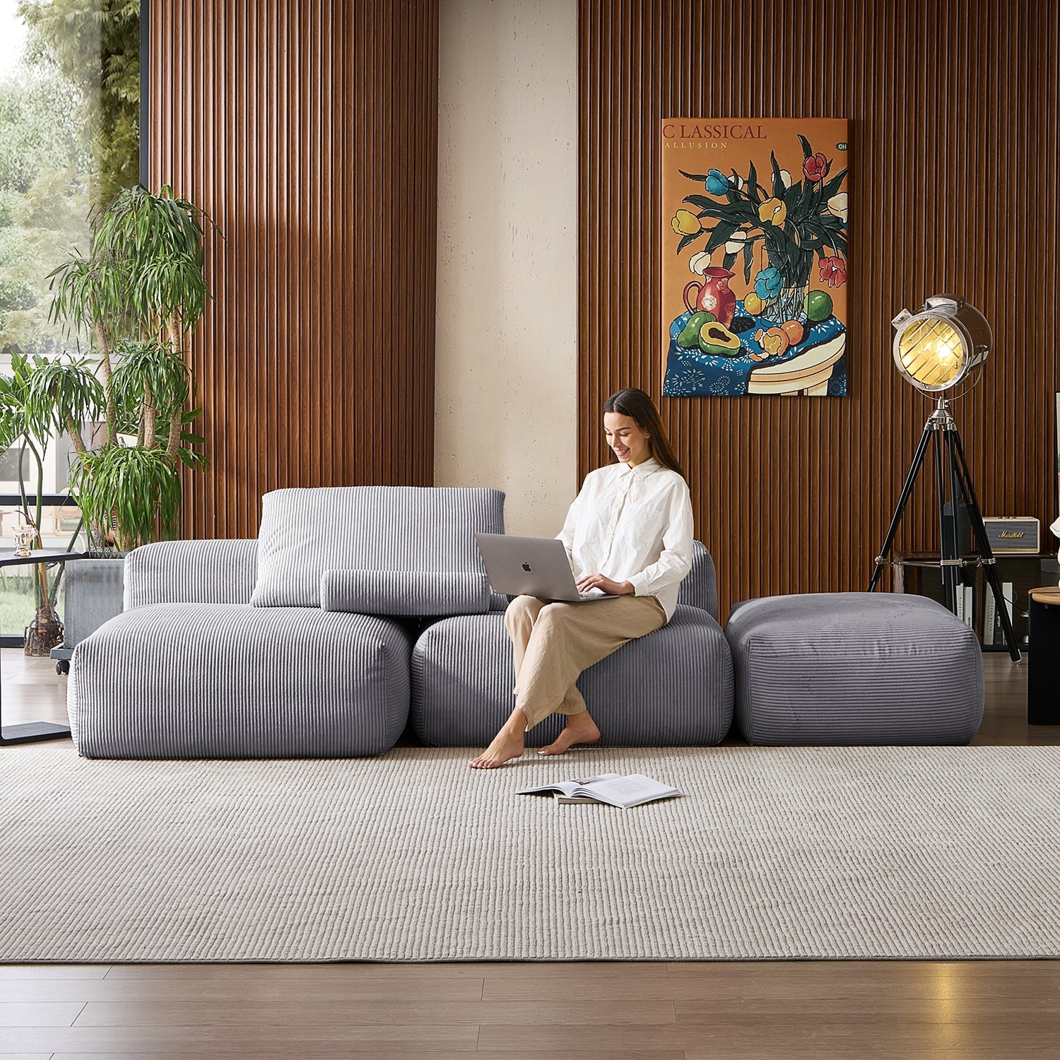 Modular Sofa - Mellow Open Sectional with Ottoman - MC - Mario Capasa