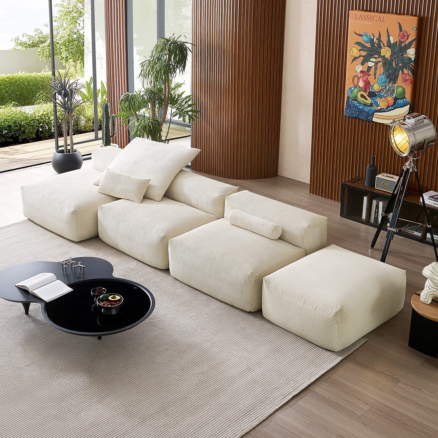 Modular Sofa - Mellow Open Sectional with Ottoman - MC - Mario Capasa