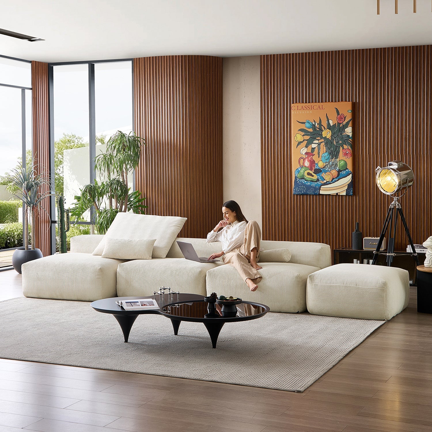 Modular Sofa - Mellow Open Sectional with Ottoman - MC - Mario Capasa