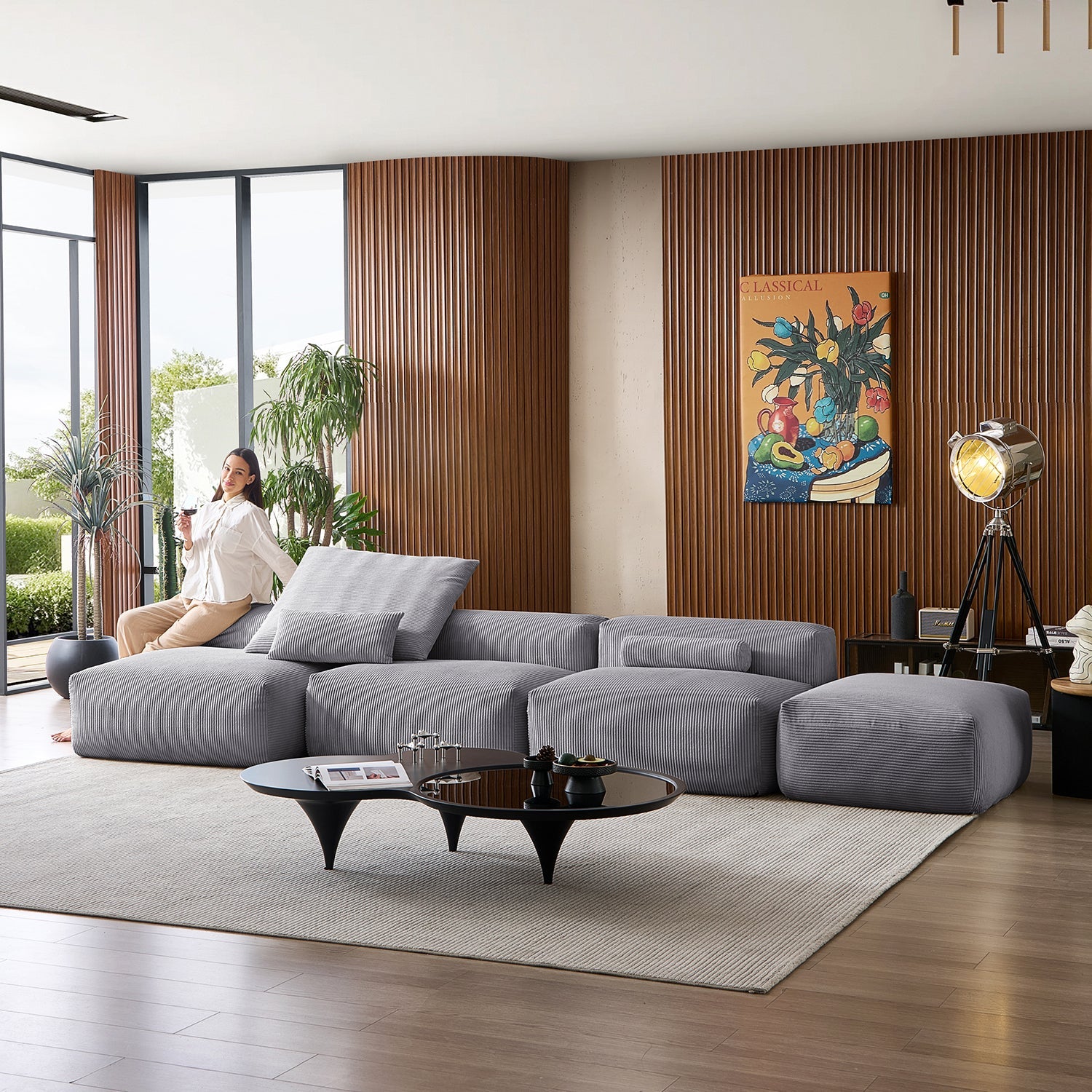 Modular Sofa - Mellow Open Sectional with Ottoman - MC - Mario Capasa