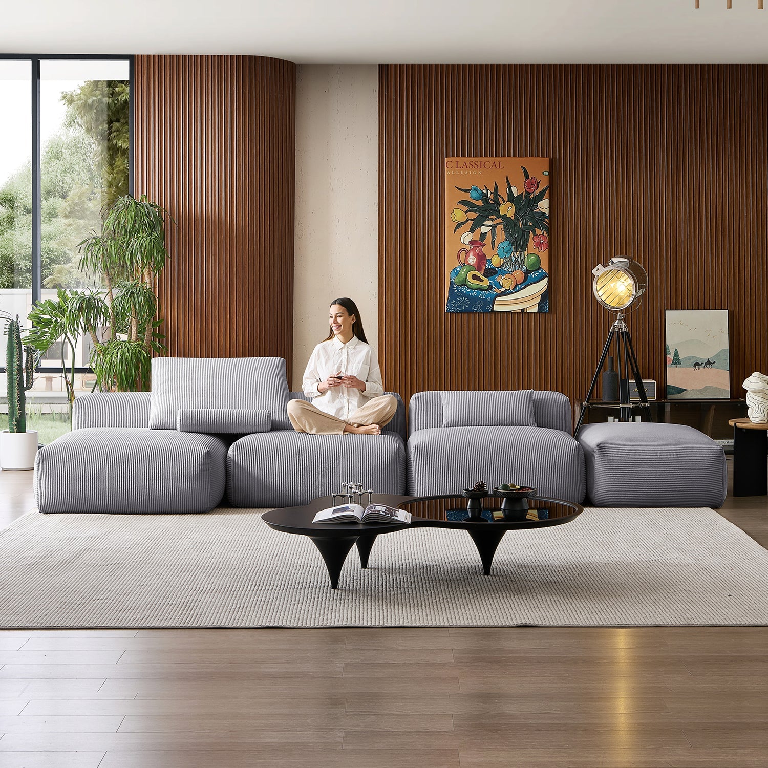 Modular Sofa - Mellow Open Sectional with Ottoman - MC - Mario Capasa