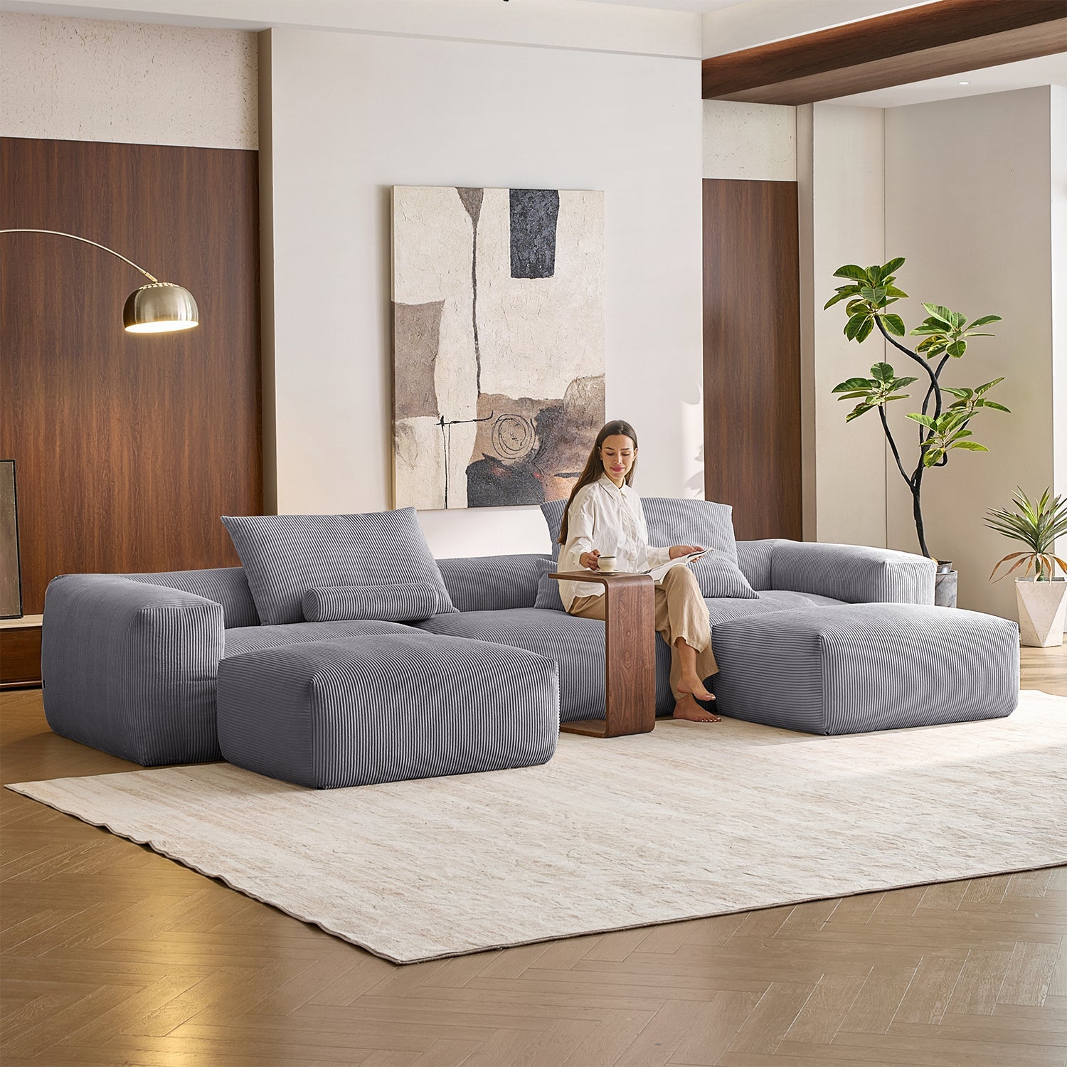 Modular Sofa - Mellow U Sectional with Ottoman - MC - Mario Capasa