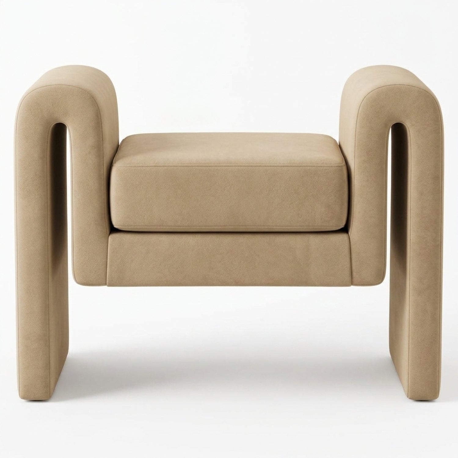 Beige armchair with modern design on a white background