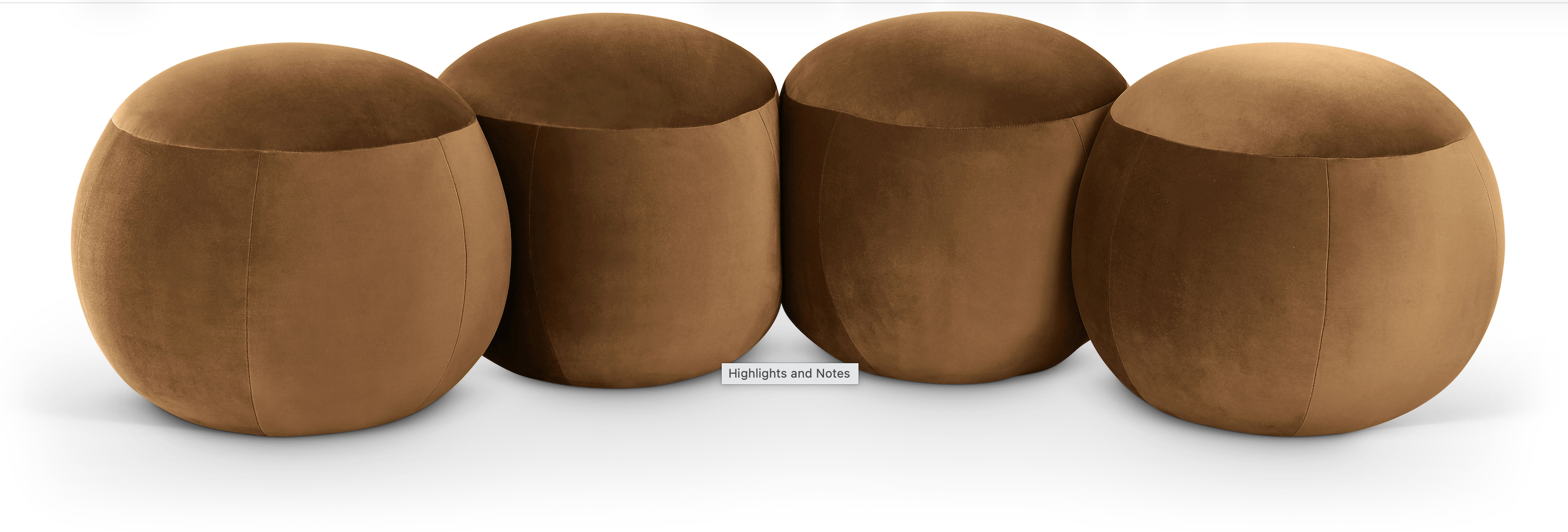Four brown ottomans on a white background